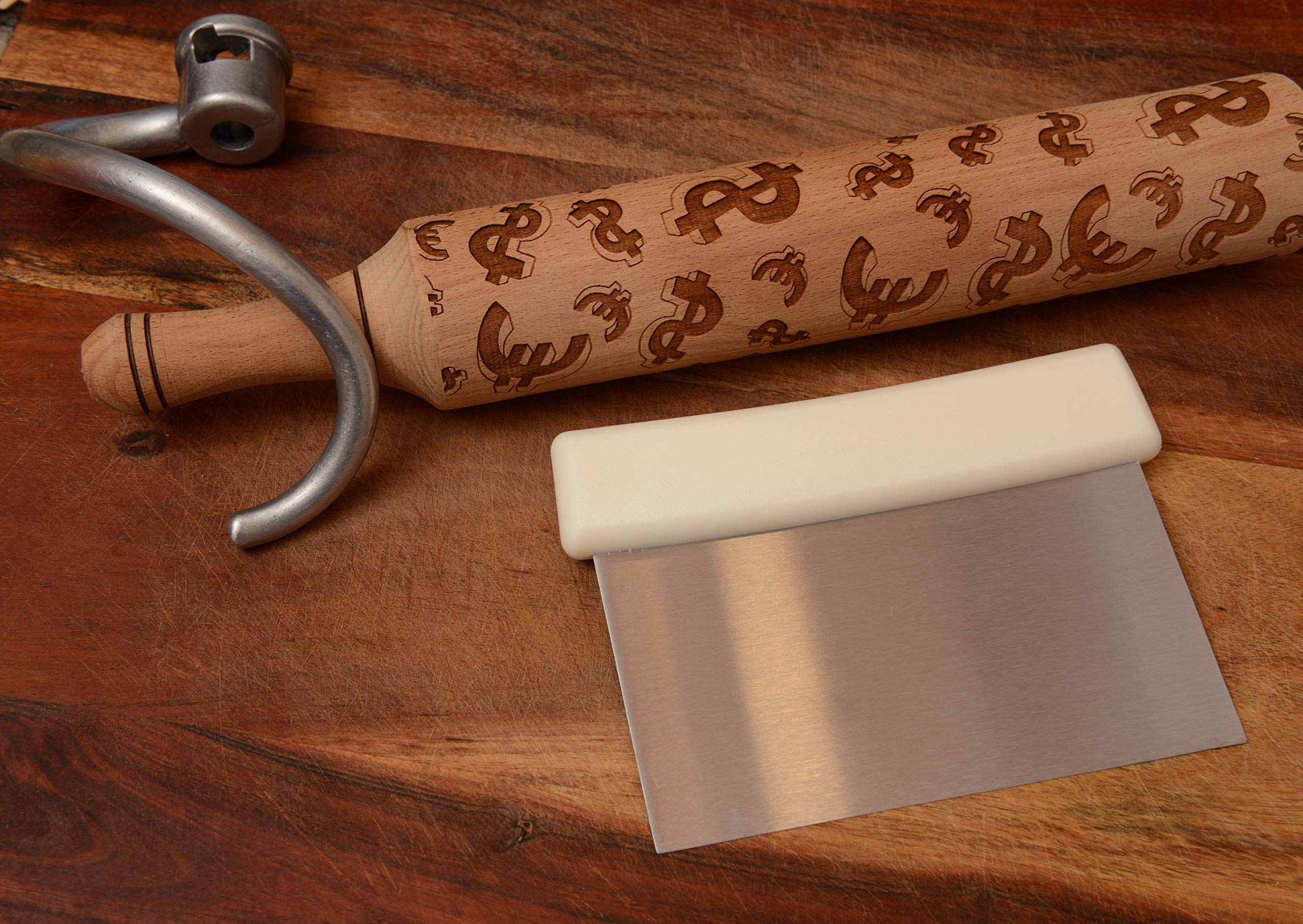 6-Pack Stainless Steel Dough Scraper with Ergonomic Plastic Handle - Heavy Duty Pastry Cutter for Baking, Pizza Dough, Nuts, Herbs - Ideal for Home Bakers & Professional Kitchens