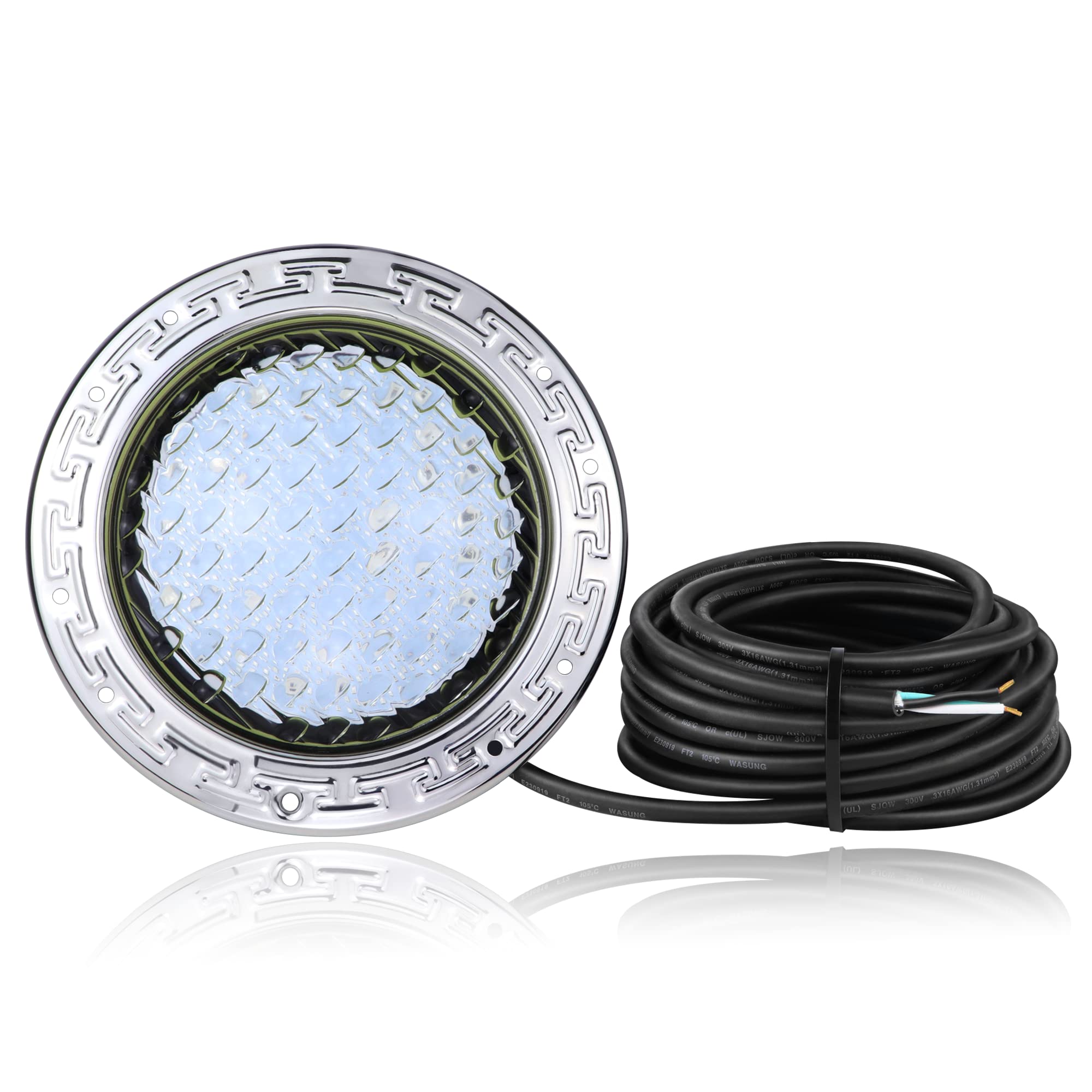 50FT 120V White Inground Pool Light - 10 Inch Underwater Swimming Pool & Spa Light Replacement for Crystal Clear Night Swimming | Perfect for Backyard, Resort & Commercial Pools