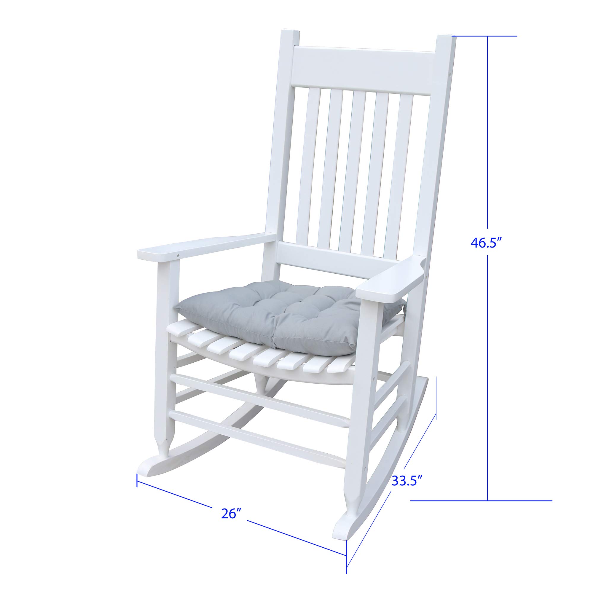 Solid Wood Rocking Chair - Comfortable Indoor & Outdoor Rocking Chair in White - Perfect for Porch, Patio, Nursery, or Living Room Relaxation