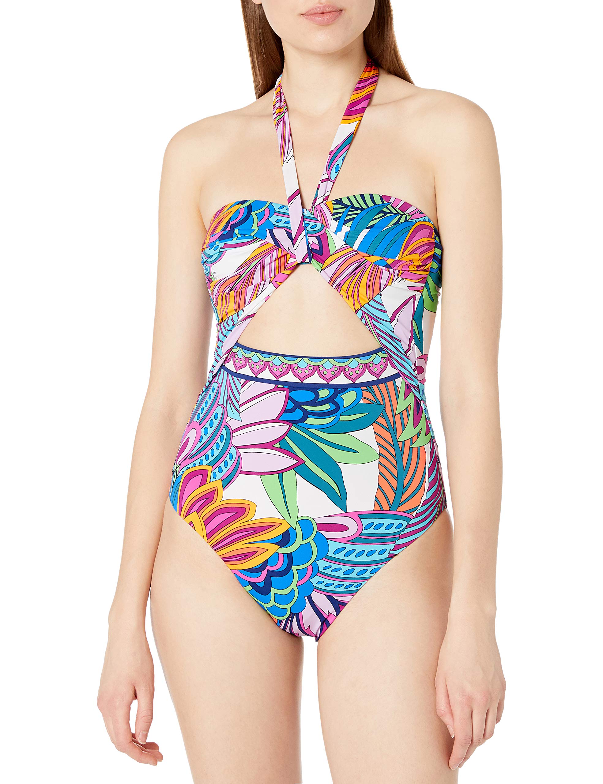 Trina Turk Women's Bandeau One Piece Swimsuit - Sexy Solid Color Bathing Suit for Beach & Pool - Perfect for Summer Vacation, Swimwear for Women