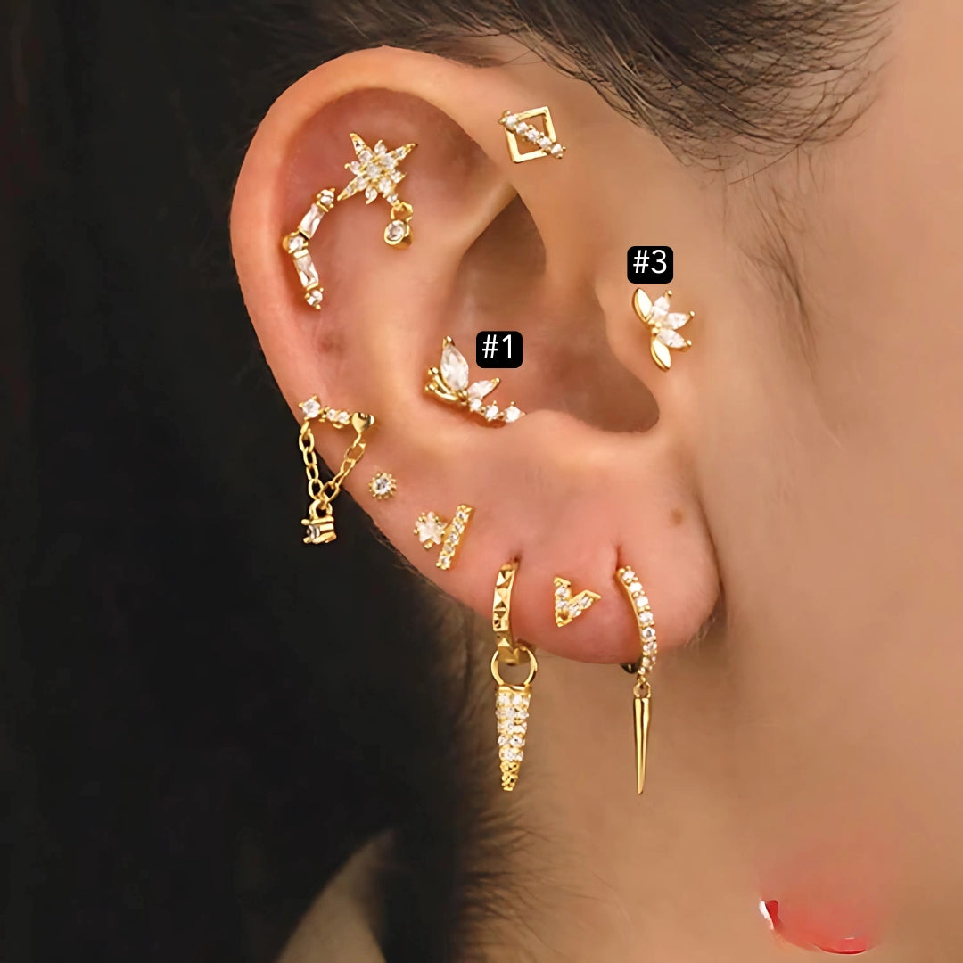 16G Evil Eye Hamsa Flat Back Tragus Daith Earrings for Women - Stainless Steel Cartilage Hoop Earring for Helix, Conch, Rook Piercing | Perfect for Everyday Wear, Spiritual Protection & Boho Jewelry Collection