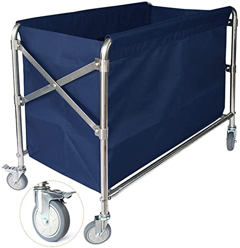 HJZHBSX Heavy Duty Folding Laundry Cart with Wheels & Removable Bag - 200kg Capacity Commercial Laundry Basket Trolley for Hotels, Hospitals & Housekeeping Services (Blue) - Perfect for Laundry Rooms, Housekeeping Carts & Commercial Cleaning Services