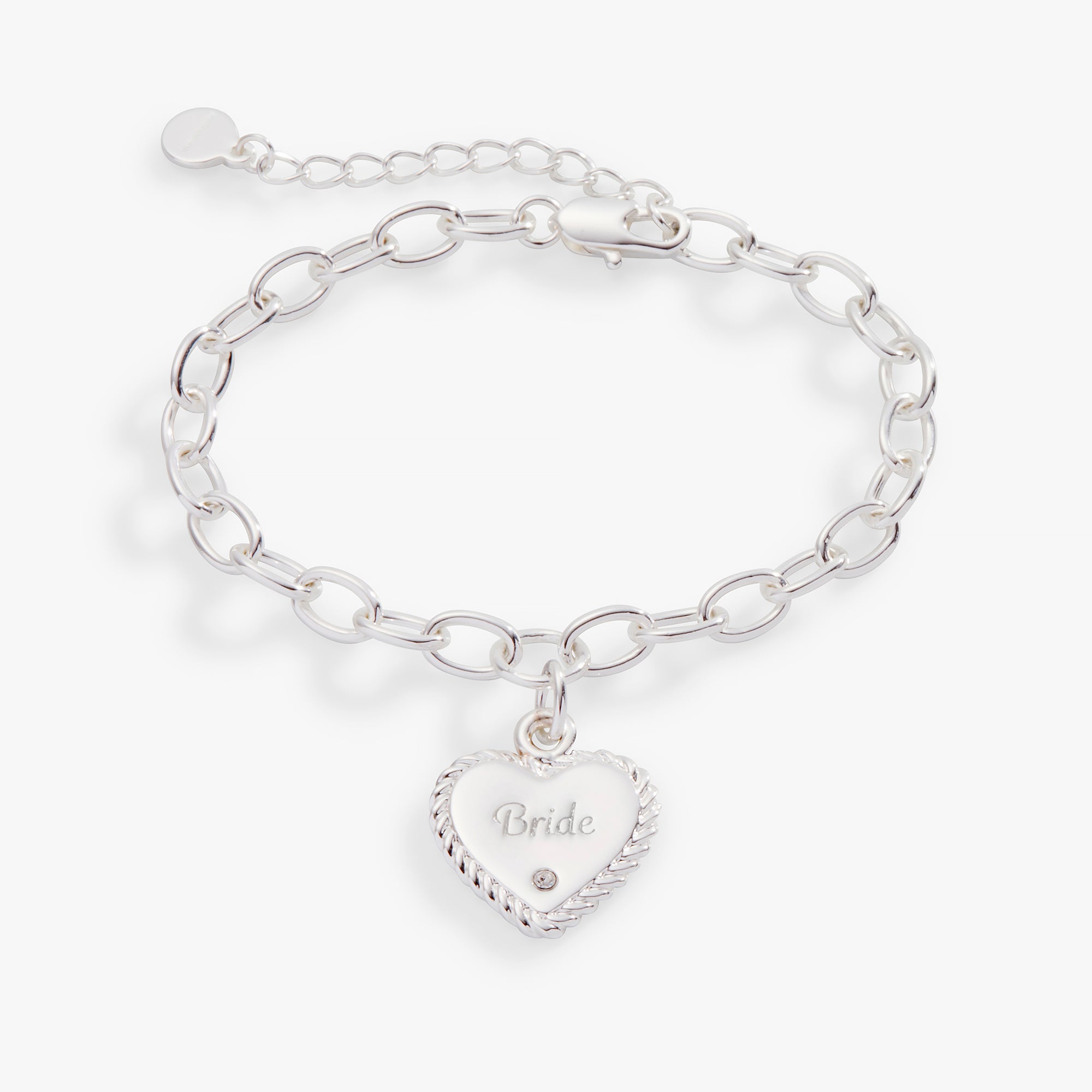 Elegant 'Bride' Heart Charm Bracelet - Adjustable Silver Jewelry for Wedding, Bridal Shower & Anniversary Gifts