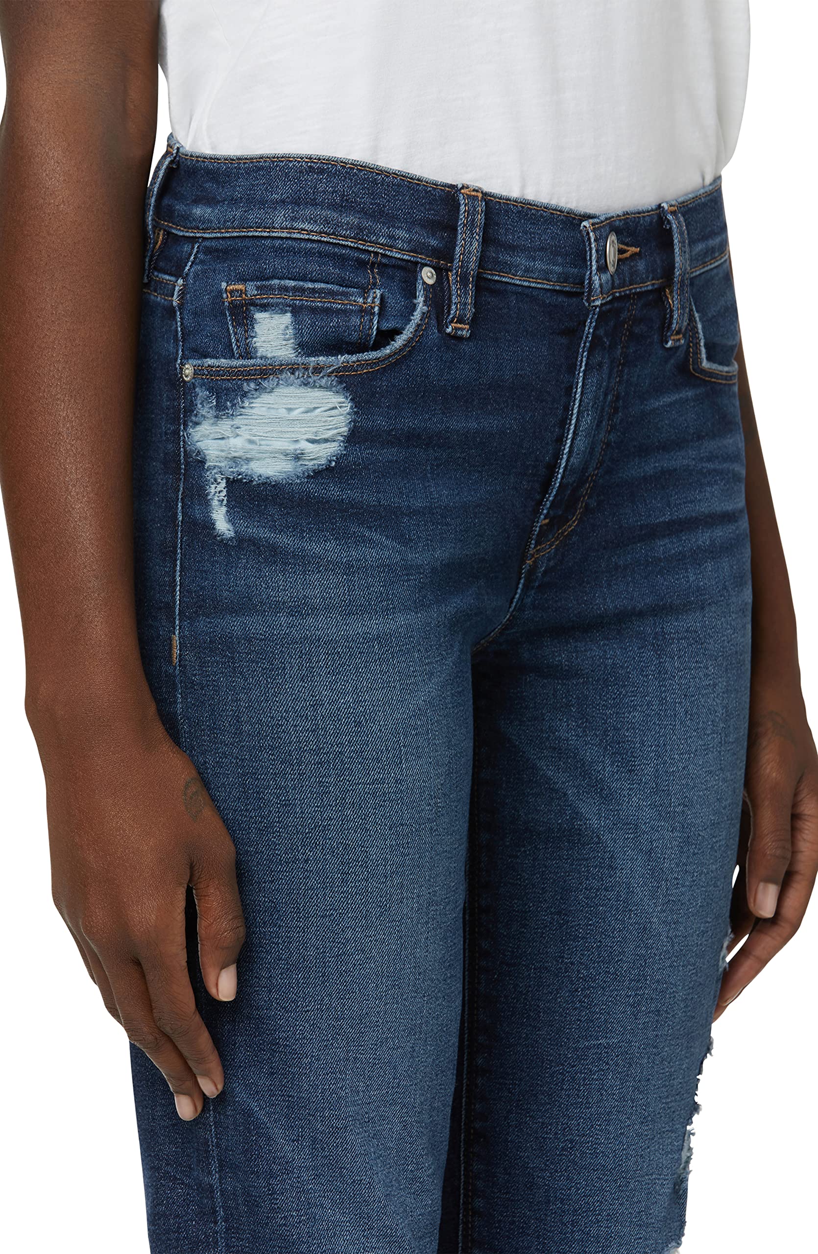 HUDSON Women's Nico Mid-Rise Straight Leg Crop Jean - Comfortable Stretch Denim Pants for Casual Wear, Work & Weekend Outfits