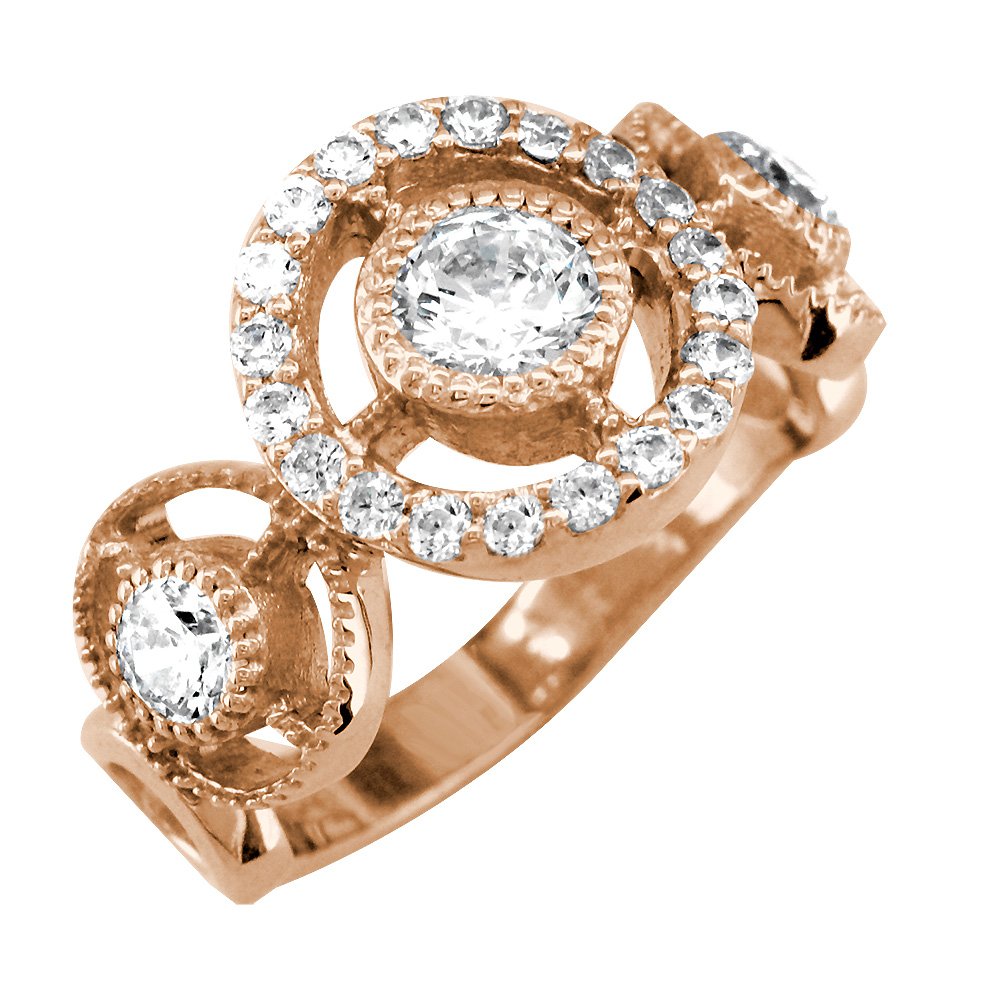 18K Pink Rose Gold Diamond Triple Halo Engagement Ring for Women - Perfect for Proposals, Anniversaries & Romantic Occasions