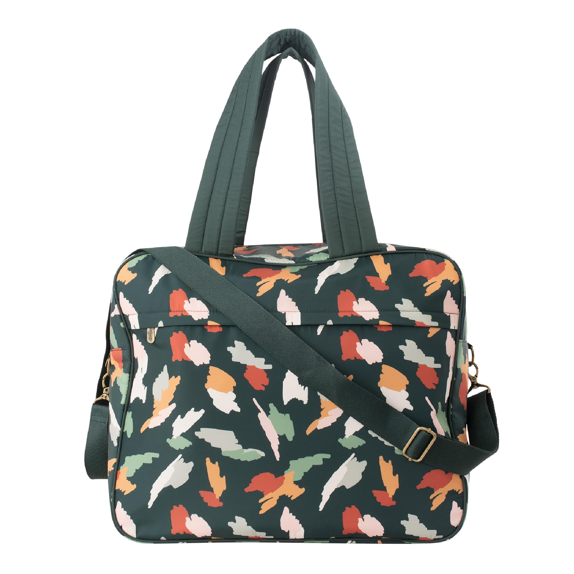Thirty-One Gifts Voyager Travel Tote Bag - Multi-Pocket Organizer for Women, Work & Vacation - Durable Carryall with Handle & Adjustable Shoulder Strap - Shattered Abstract Print - Perfect for Business Trips, Gym & Weekend Getaways