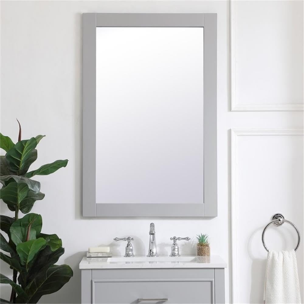 Elegant Gray Wood Frame Bathroom Mirror 36