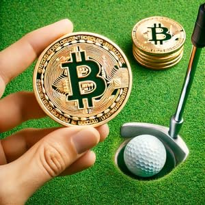 Premium Custom Gold Bitcoin Golf Ball Markers (2-Pack) with Hat Clips - Perfect Gift for Crypto & Golf Enthusiasts - Easily Attaches to Hats, Caps & Belts - Great for Golf Tournaments, Crypto Events & Collector Displays