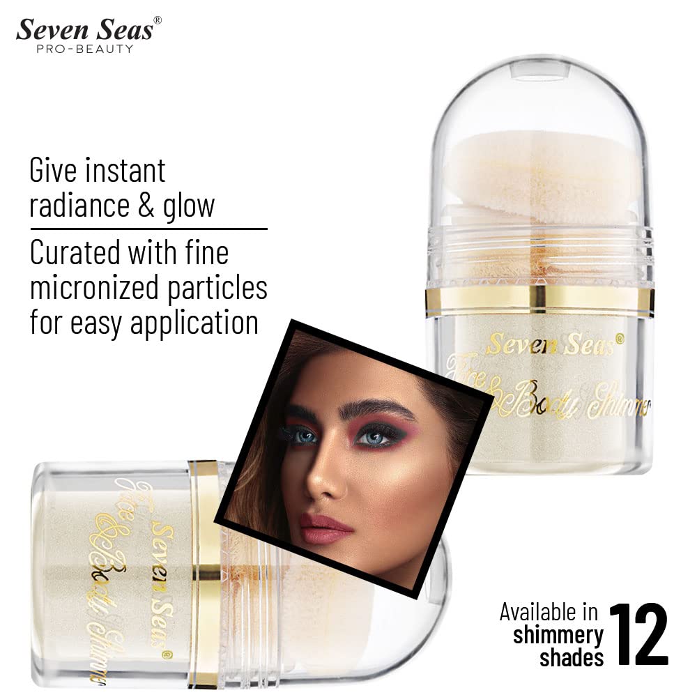 Seven Seas Body & Face Shimmer Highlighter Powder Pigments - White Gold | Long-Lasting Duo-Chrome Metallic Makeup for Eyes & Face | Intense Shimmery Glow & High Pigmentation | Perfect for Night Out, Party Glam & Special Occasion Makeup Looks