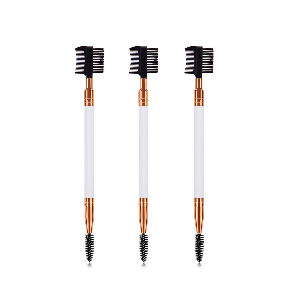 3 Pcs 2-in-1 Mascara & Eyebrow Brushes with Dual-Comb - Professional Makeup Tools for Eyelash Extension & Eyebrow Styling | Perfect for Travel, Salon & Home Beauty Routine