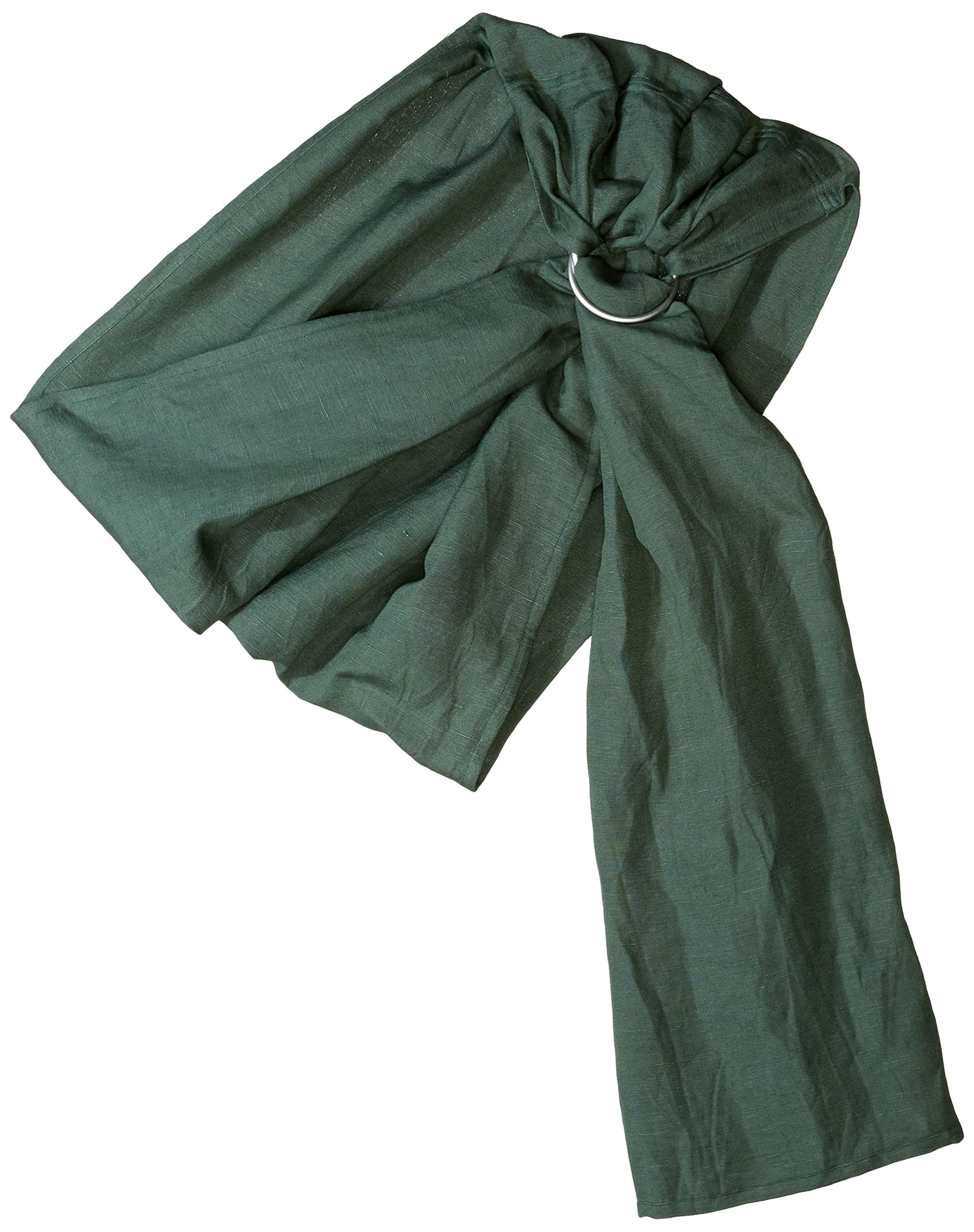 Soft Bamboo Linen Baby Wrap Carrier - Organic Ring Sling for Newborns & Infants - Machine Washable, Natural Plant-Based Dyes - Perfect Baby Shower Gift (Forest Green) | Hands-Free Babywearing for Errands, Walks & Parenting