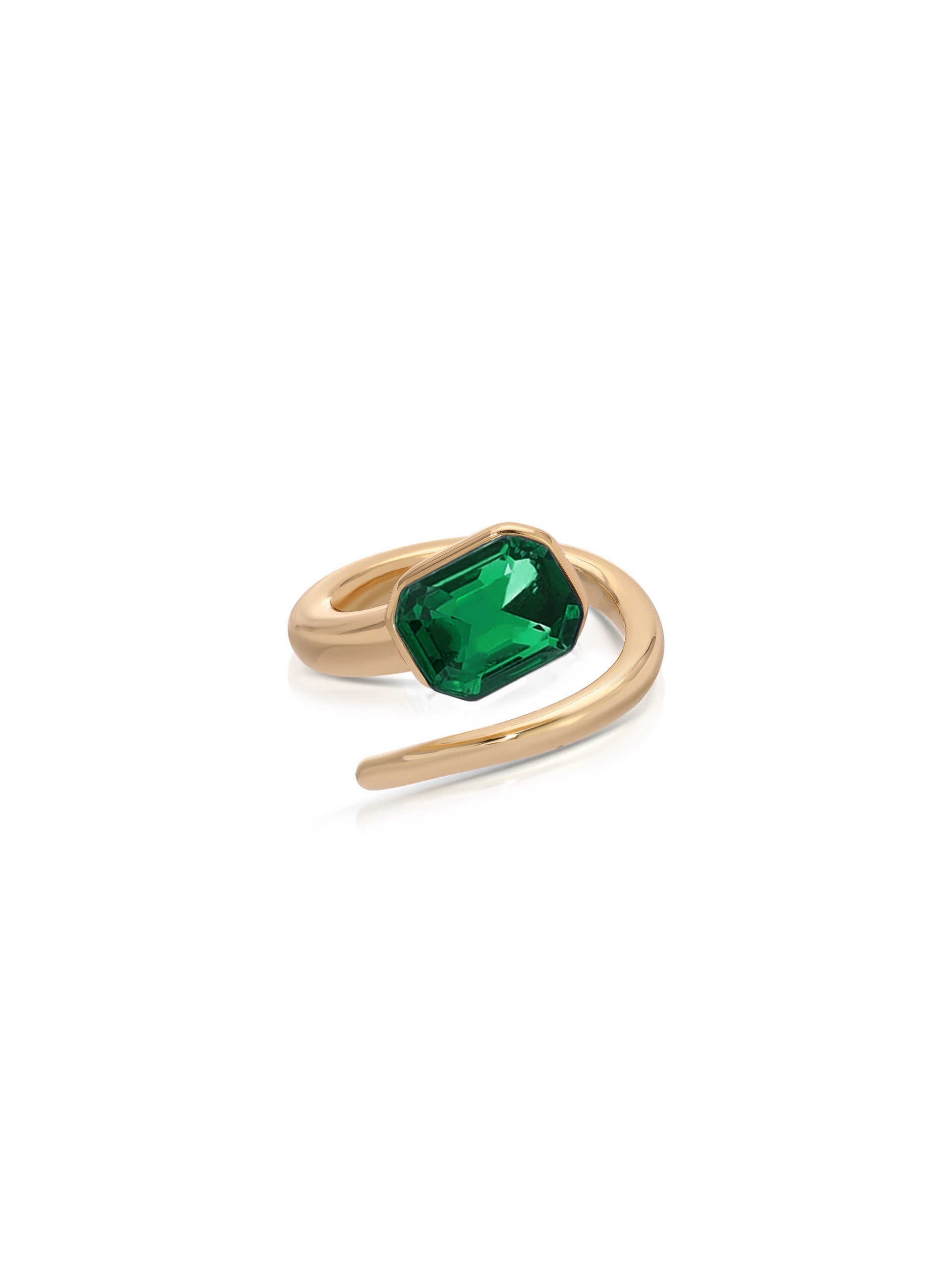 Emerald Deco Wrap Ring - Vintage Style Green Gemstone Jewelry for Women - Perfect for Weddings, Parties & Everyday Elegance