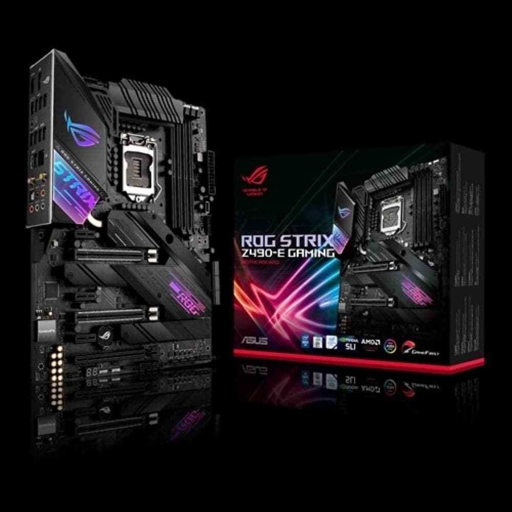 ASUS ROG STRIX Z490-E Gaming Motherboard - Intel Z490 ATX, LGA 1200 Socket, WiFi 6, 2.5G LAN, PCIe 3.0, Aura Sync RGB - Perfect for High-Performance Gaming PCs and Streaming Setups