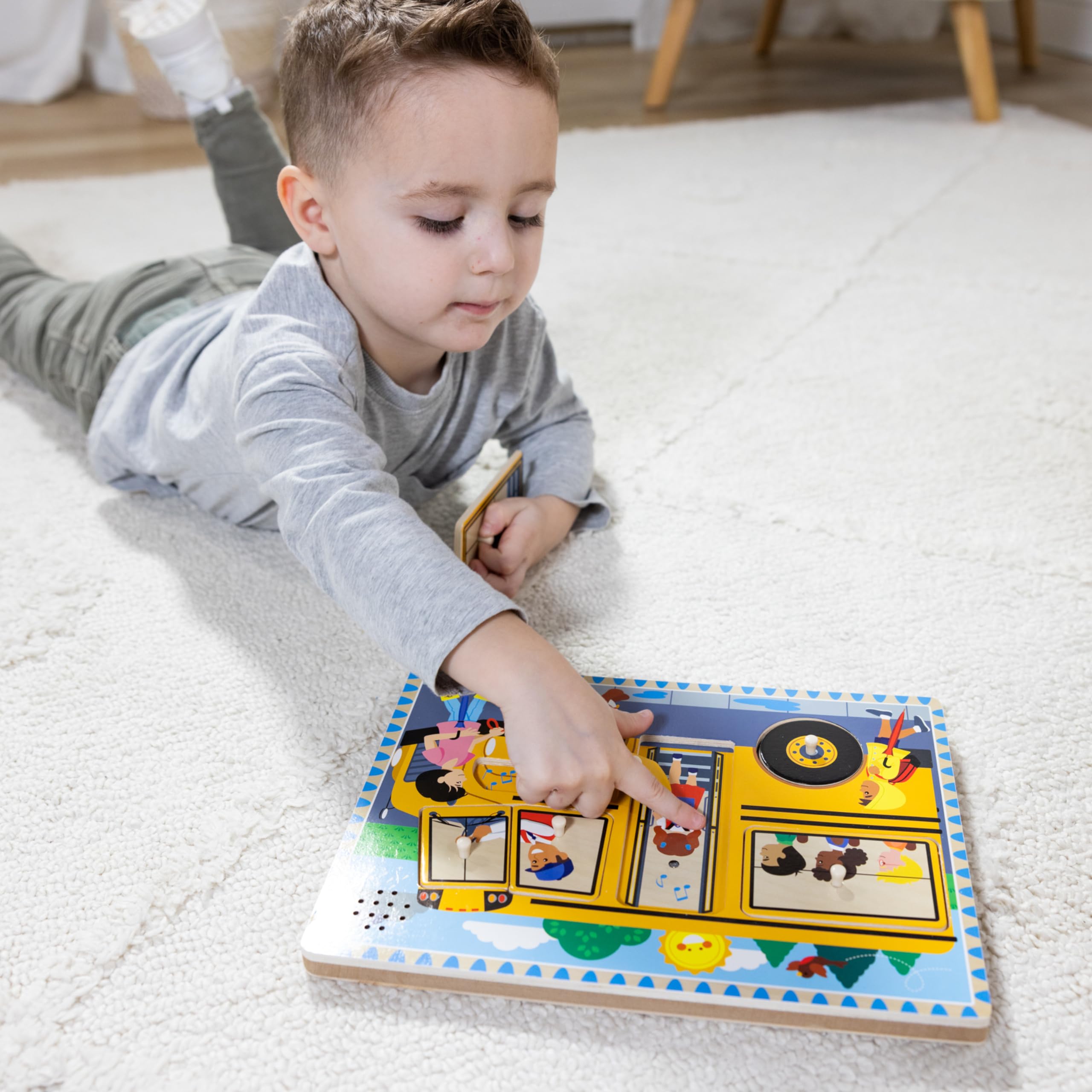 Melissa & Doug The Wheels on the Bus Sound Puzzle - Wooden Educational Toy for Toddlers Ages 2+ | Interactive Learning Puzzle with School Bus Theme | Perfect for Preschool Playtime & Early Childhood Development