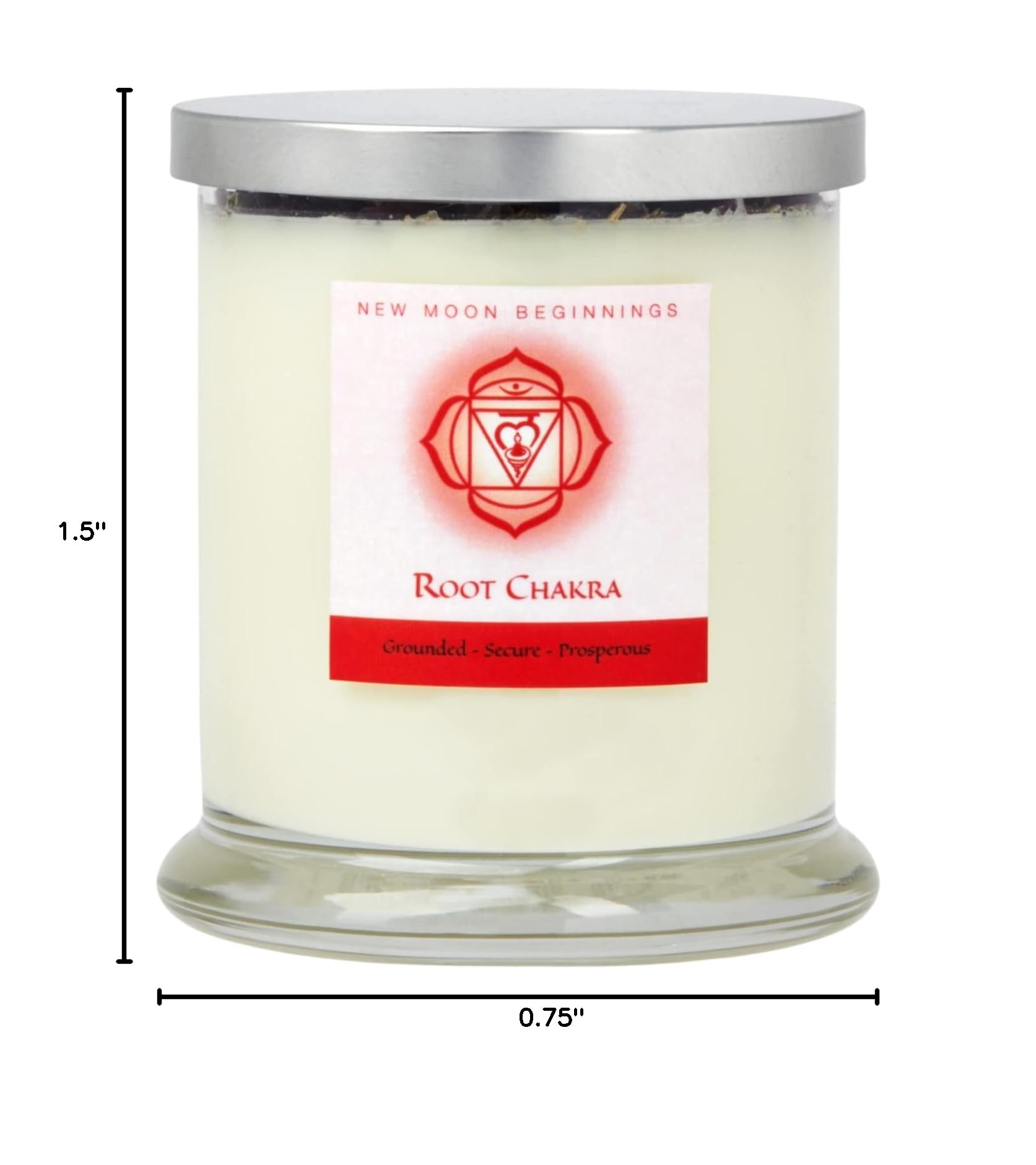New Moon Beginnings Root Chakra Candle - Natural Soy Wax Aromatherapy Candle with Herbs, Flowers & Crystals for Meditation, Yoga & Spiritual Healing - Chakra Balancing & Energy Cleansing