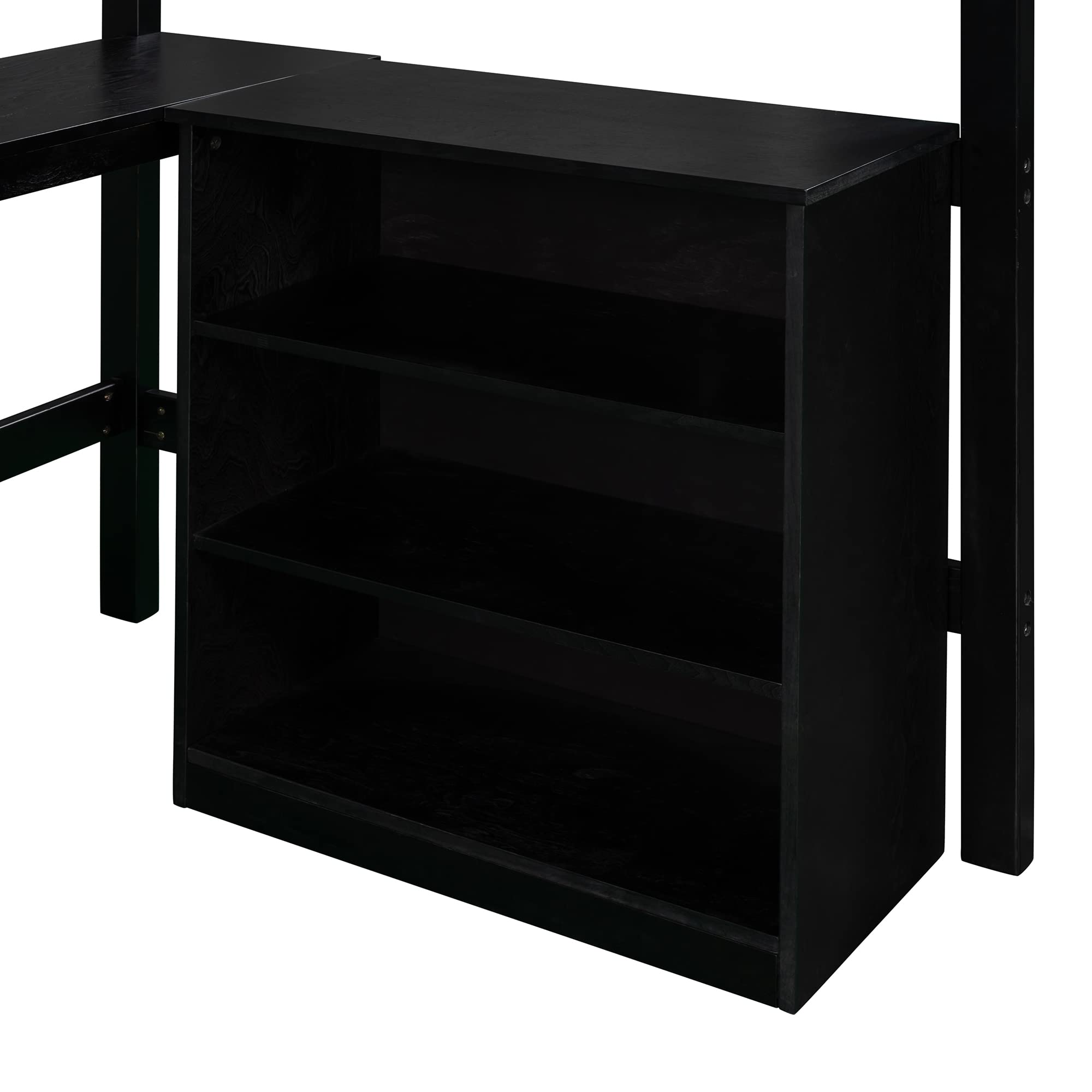 Harper & Bright Designs Twin Loft Bed with Desk & Storage - Wooden High Loft Bed Frame for Kids & Teens - Safety Guardrails, No Box Spring Needed - Perfect for Small Bedrooms & Dorm Rooms (Twin, Espresso)