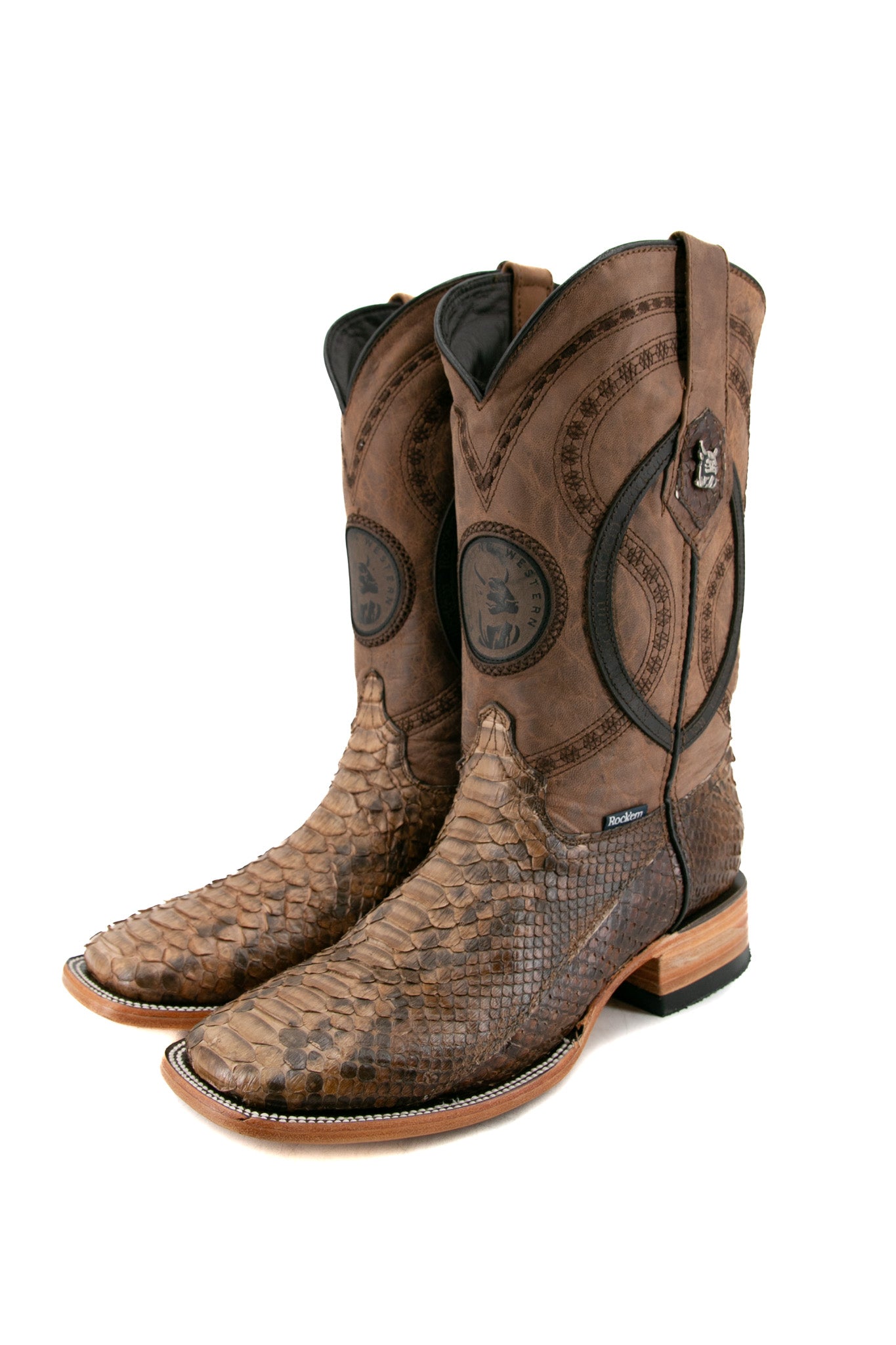 Exotic Python Square Toe Cowboy Boots for Men & Women - Western Style Fashion Boots for Rodeo, Country Music Festivals & Night Out