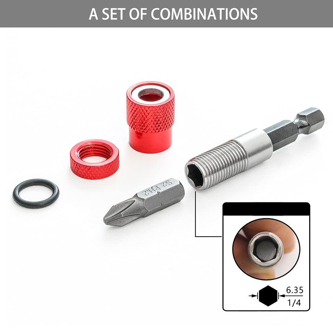 Saipor 2-Pack Magnetic Screwdriver Bit Holder - Adjustable Depth, 1/4