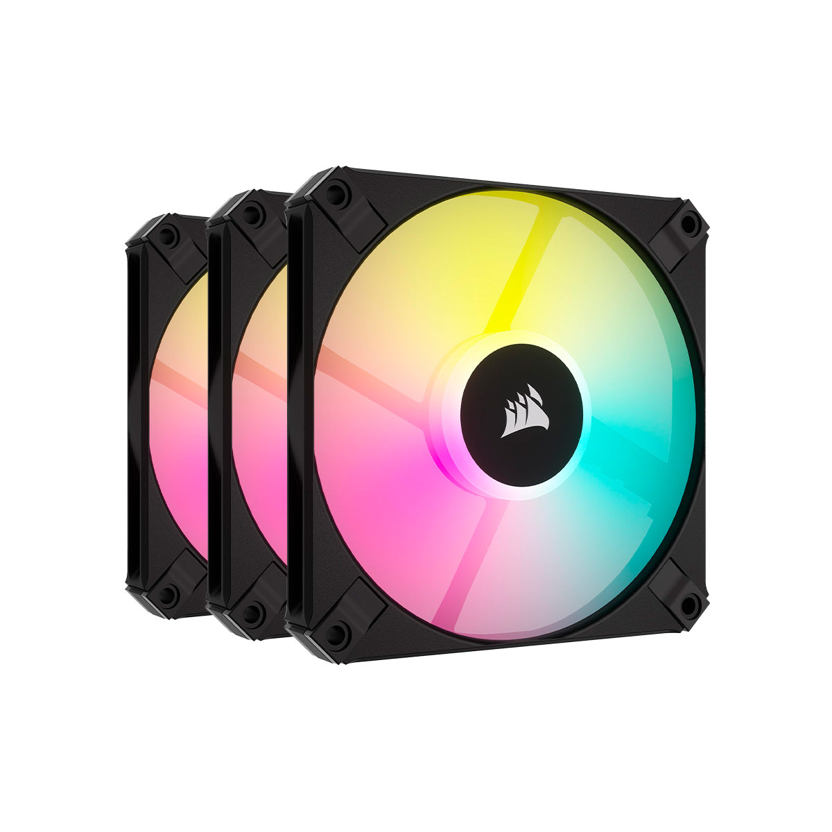 Corsair AF120 RGB SLIM 120mm x 15mm Fluid Dynamic RGB LED Fan - Triple Pack with Lighting Node CORE - High Performance Cooling for PC Gaming, Workstation & Home Office Setup