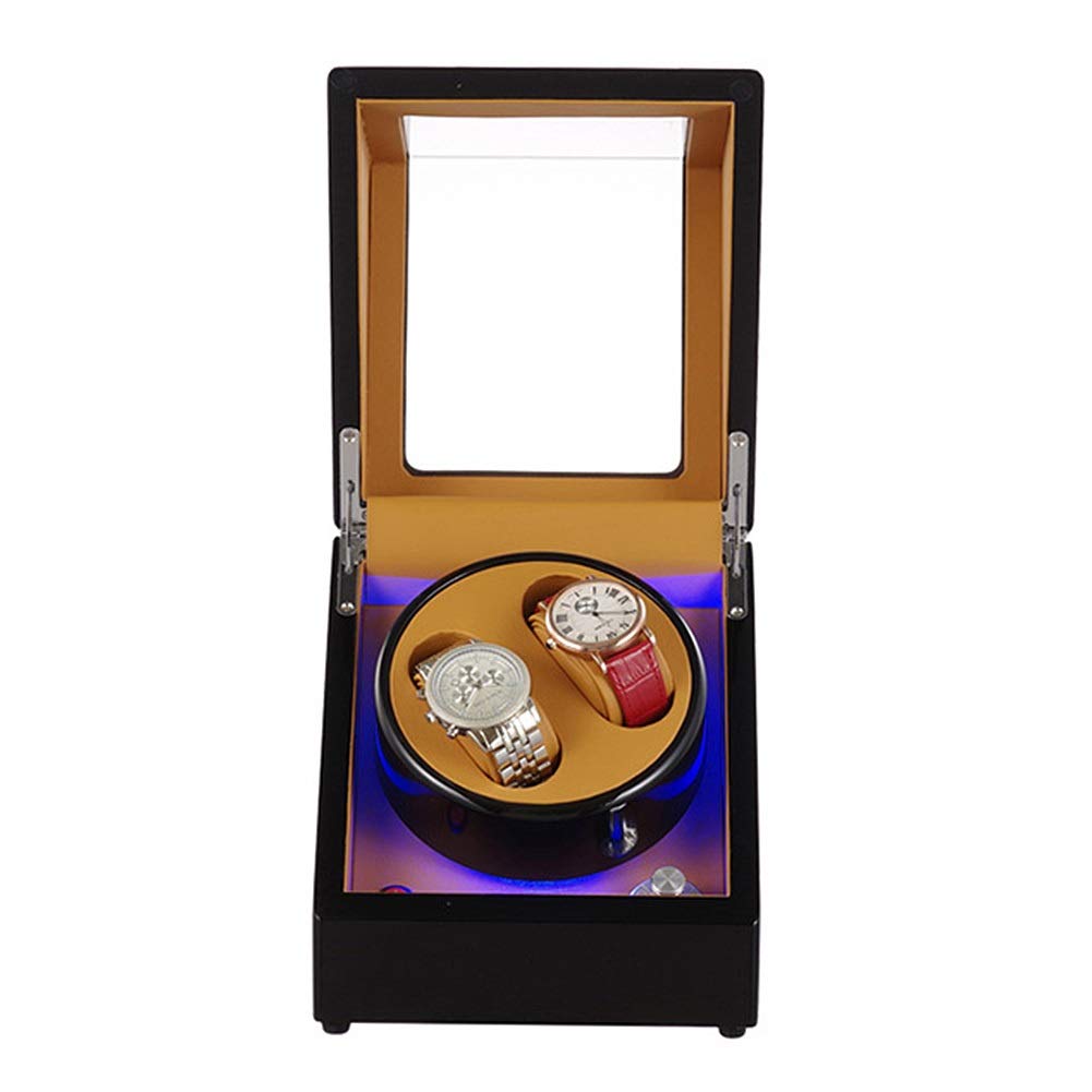 Premium Wooden Automatic Watch Winder Box - Quiet Motor, 5 Rotation Modes, LED Illumination - Piano Black Finish | Perfect for Rolex, Omega & Luxury Watch Storage | Home Office & Travel Use