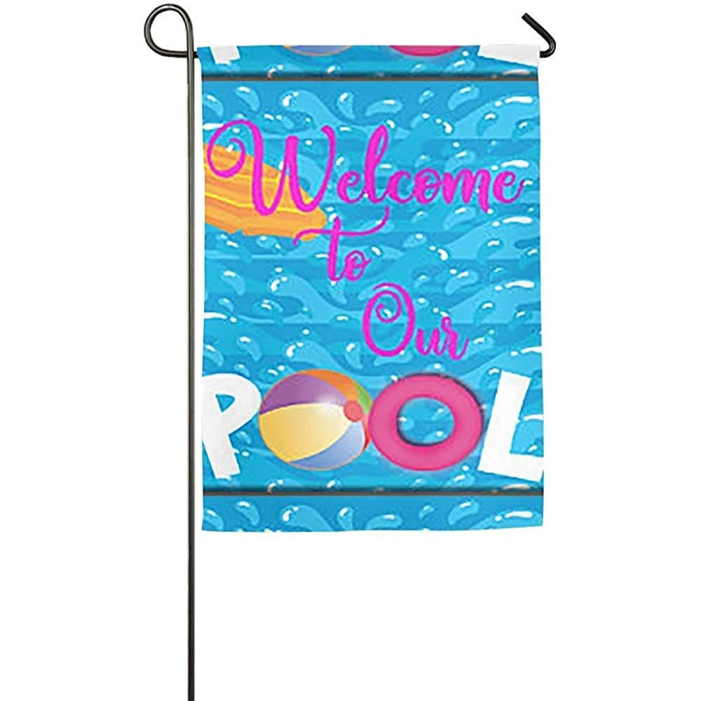 Jultimee Personalized Garden Flag - Custom Welcome to Our Pool Yard Flag 12x18 Inches - Perfect for Backyard, Patio, and Summer Decor