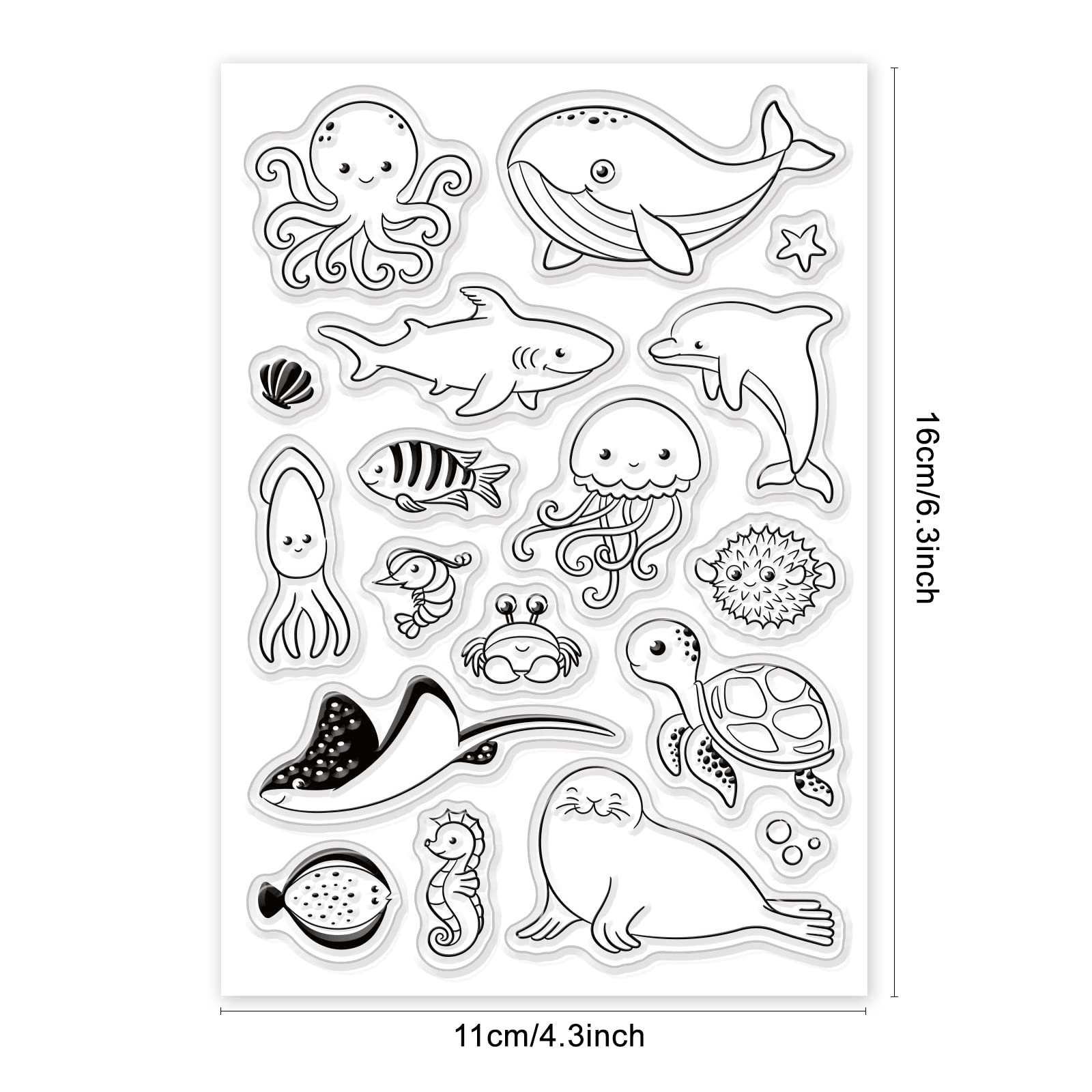 PH PandaHall Sea Animal Clear Stamps - Marine Life Silicone Stamps (Seahorse, Turtle, Dolphin, Whale) for Scrapbooking, DIY Invitations, Postcards, Photo Albums & Gift Box Decoration | Perfect for Crafting, Card Making & Home Decor Projects