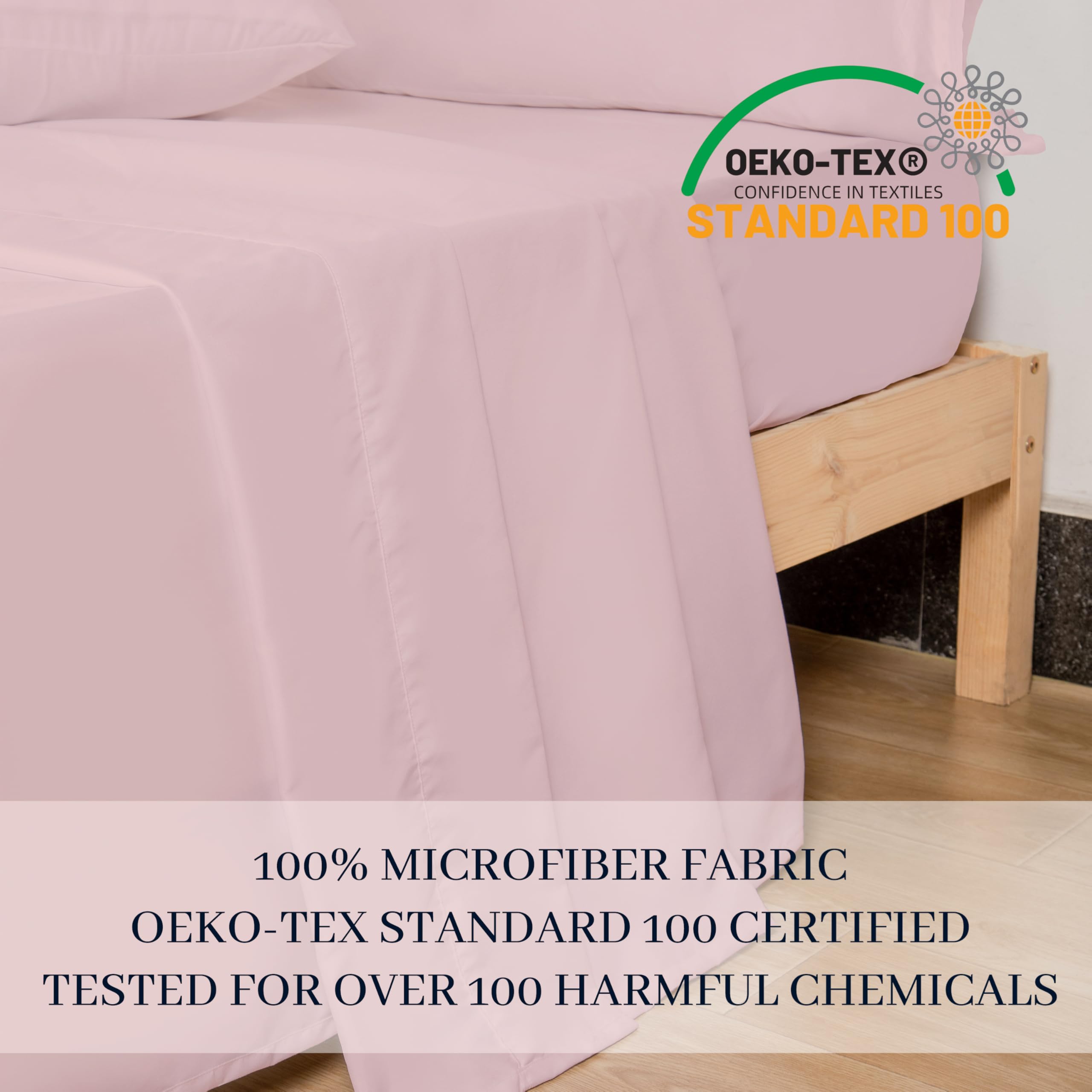 Premium Queen Flat Sheet - Ultra Soft Polyester Bed Sheet Set | Hotel Quality, Wrinkle-Free & Easy Care | Light Pink Luxury Bedding for Home, Hotel, or Dorm Use - 1 Queen Size Top Sheet Only