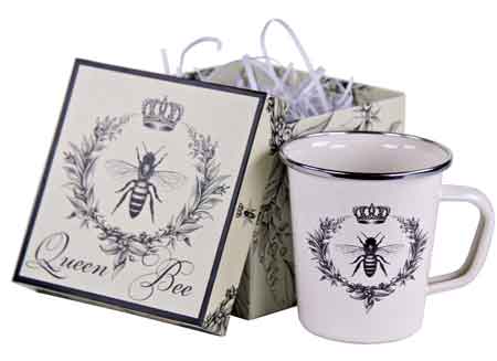 Queen Bee 16 oz Ceramic Coffee Mug with Lid - Elegant Honeycomb Design Gift Box - Perfect for Tea, Coffee & Hot Chocolate Lovers - Great for Home, Office & Gifts
