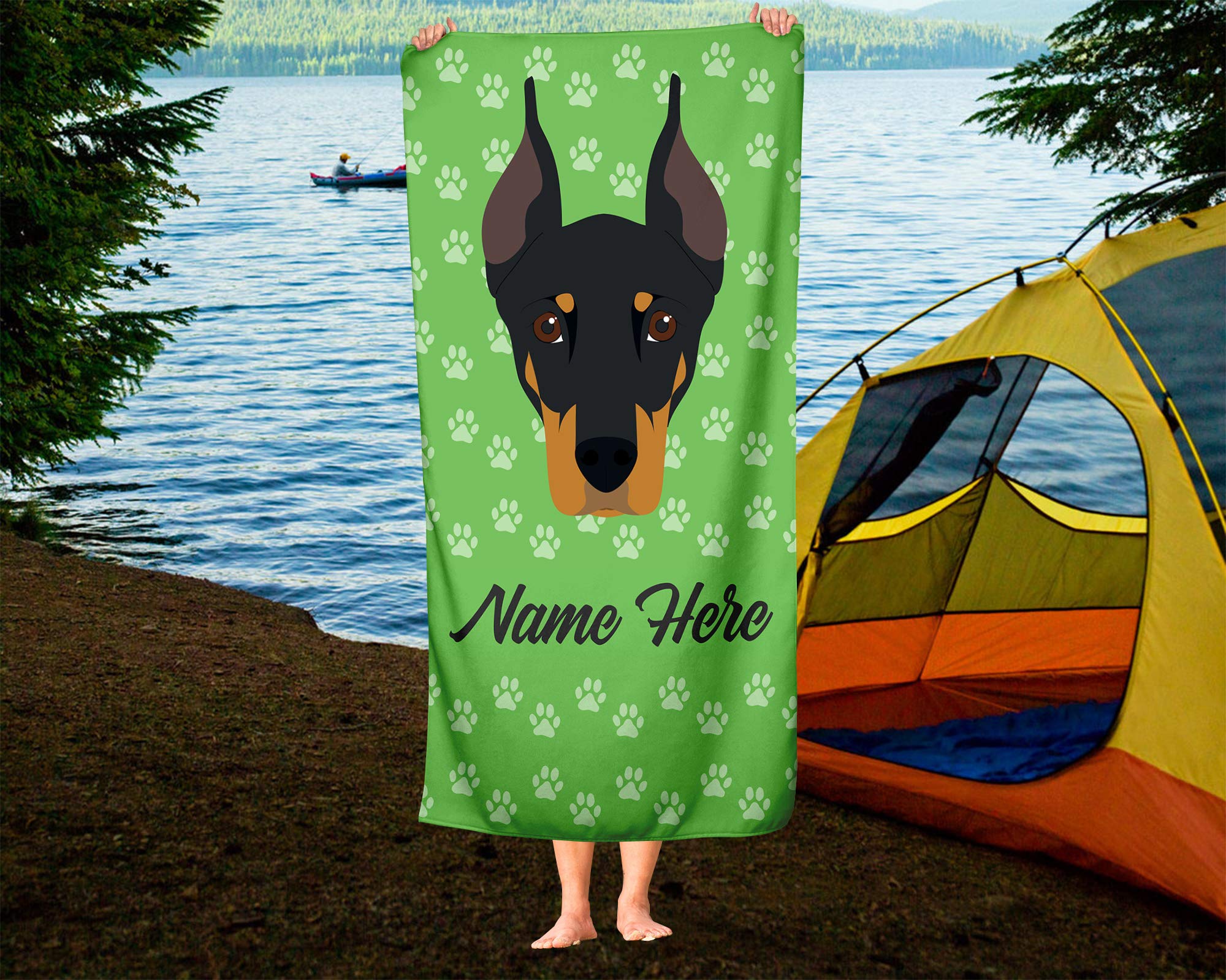 Custom Doberman Pinscher Beach & Bath Towels - Large & Medium Sizes - Personalized Dog Lover Towels for Adults & Kids - Perfect for Travel, Pool, Gym & Home Use