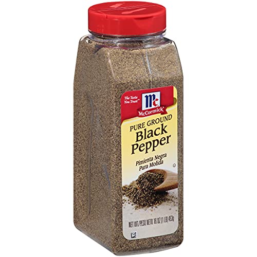 McCormick Pure Ground Black Pepper, 16 oz (1 lb) – Fresh & Flavorful Spice for Cooking, Grilling & Seasoning | Perfect for Steaks, Soups & Everyday Meals