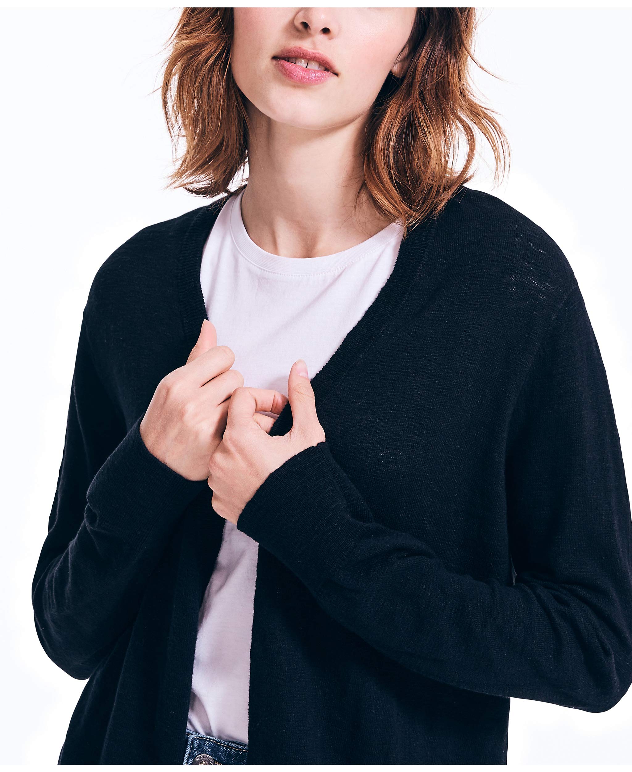 Nautica Women's Soft Open Front Long Cardigan Sweater - Lightweight Knit Wrap Cover-Up for Fall & Winter - Perfect for Office, Travel and Casual Outfits