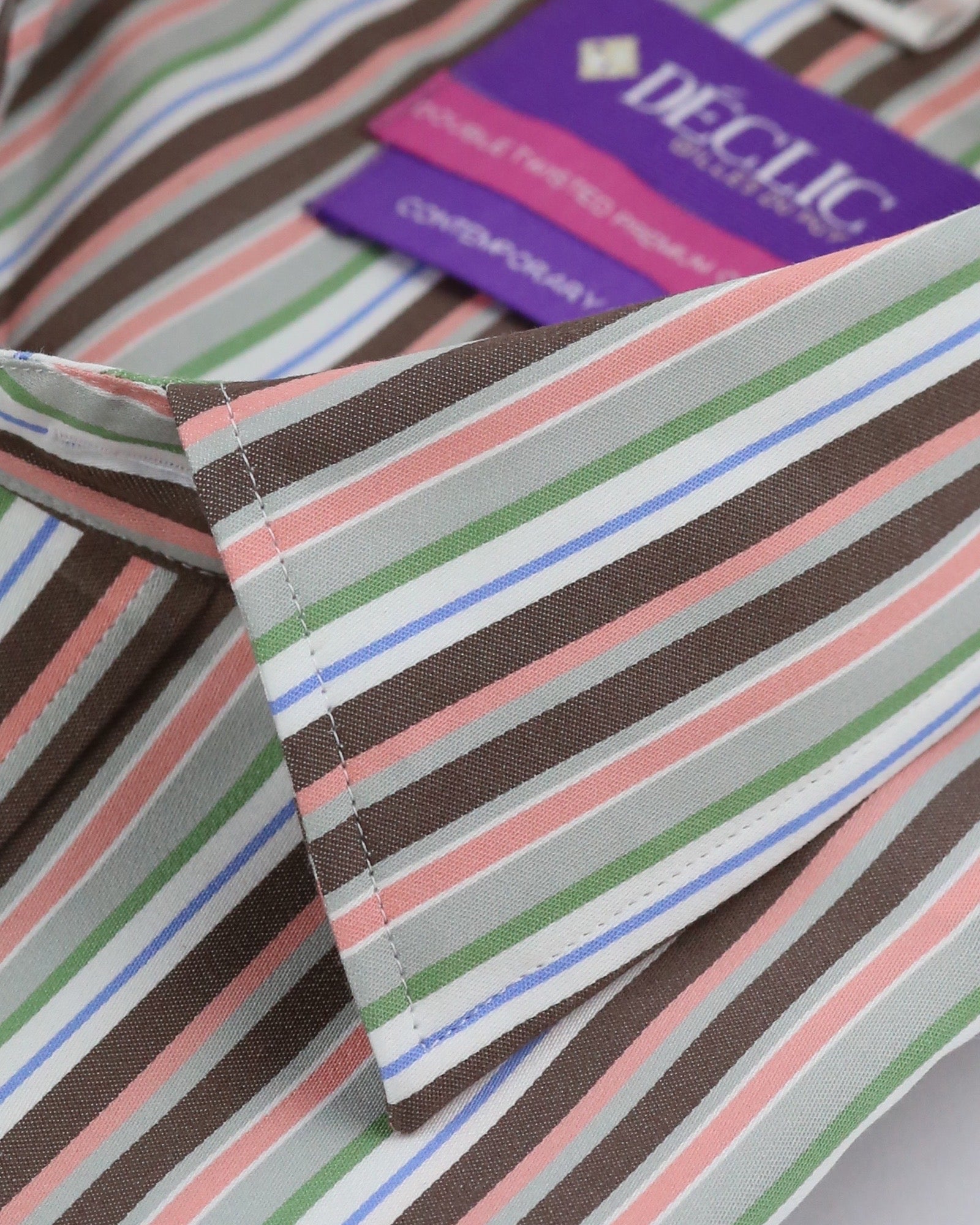 DÉCLIC Caramella Stripe Shirt for Women - Brown & White Casual Button Down Shirt - Perfect for Office, Date Night & Spring Outfits