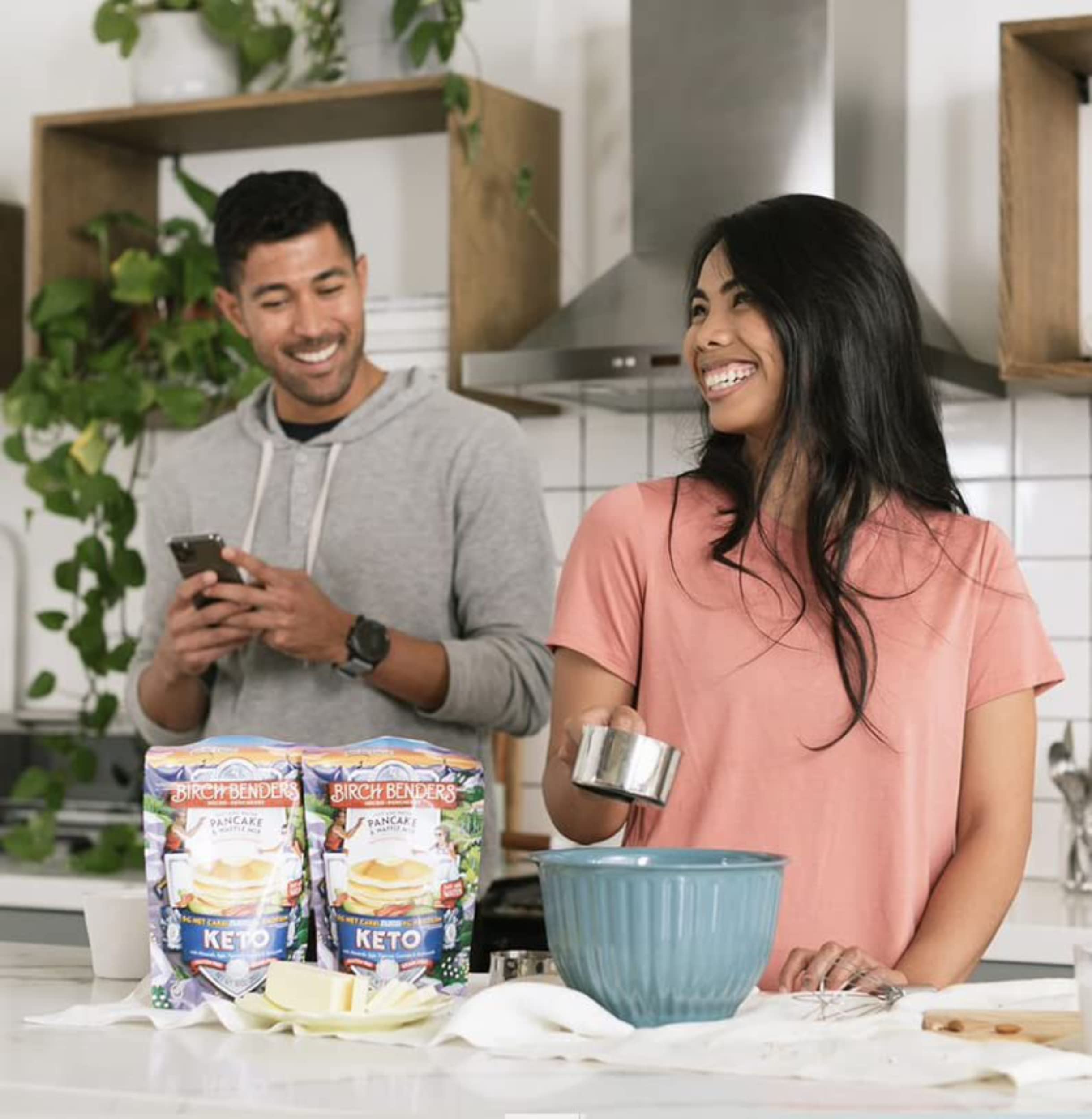 Birch Benders Keto Pancake & Waffle Mix - Low Carb, Gluten Free, 10oz (2 Pack) - Perfect for Breakfast, Brunch & Keto Diet - Includes Free Swivel Spoons