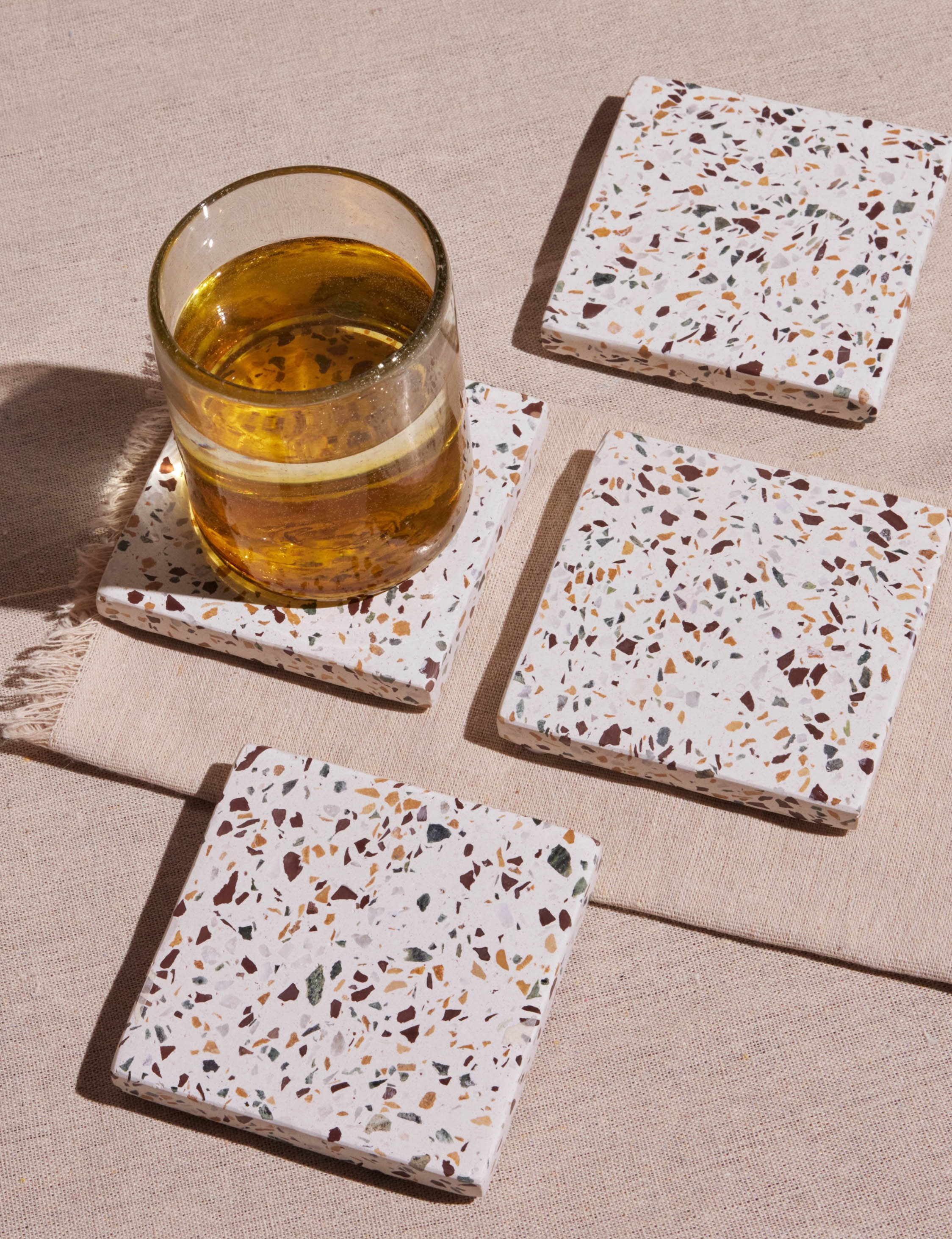 Premium Terrazzo Coasters Set of 4 - Waterproof & Heat-Resistant Drink Coasters for Coffee Table, Bar, and Outdoor Use - Stylish Home Decor by Meso