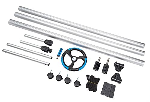 SunSolar In-Ground Pool Cover Reel Set - 3-Piece Aluminum Telescoping Pole with Spinning Reel - Heavy Duty Buckle and Straps for Secure Pool Cover Attachment - Wheeled Base for Easy Moving - 15 Feet - Perfect for Inground Pool Maintenance and Winter Cover Storage