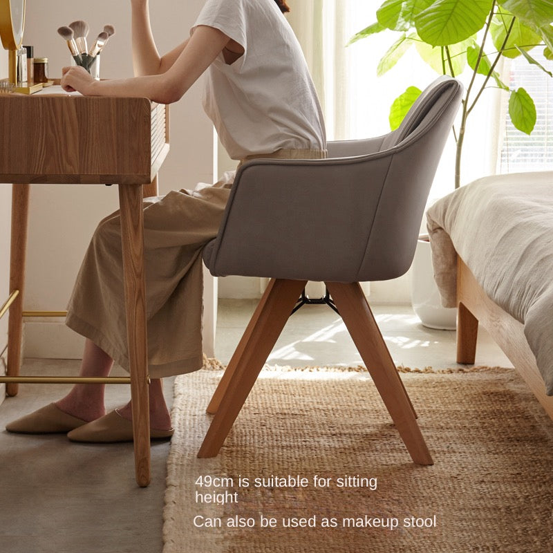Premium Beech Solid Wood Swivel Soft Skin Armchair - Modern Ergonomic Office Chair for Home & Workspace - Perfect for Reading, Working, and Relaxing
