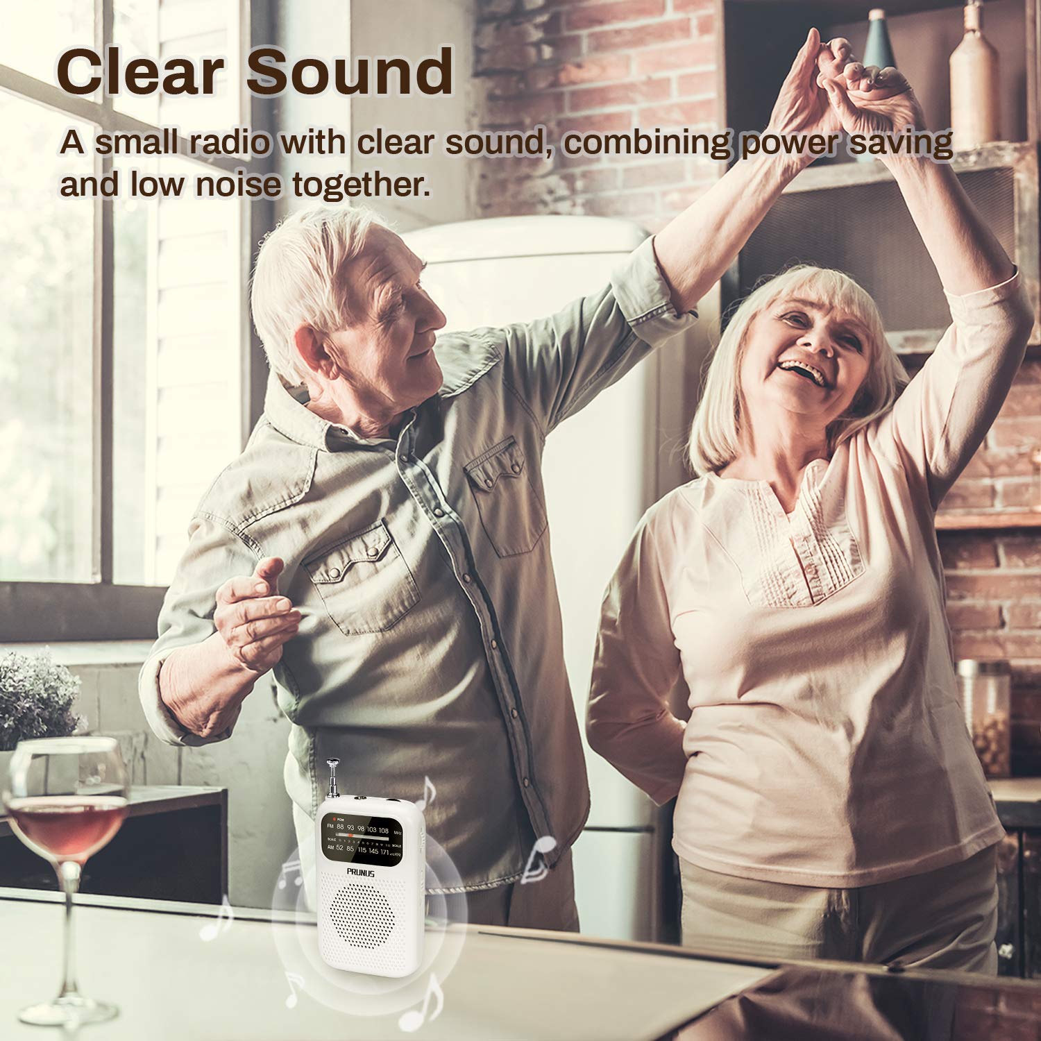 PRUNUS J-189 & J-777 Bluetooth AM/FM Portable Radio with Dual Speaker & Heavy Bass - Best Reception Pocket Walkman for Outdoor, Travel, Gym, and Home Use (Black + White)