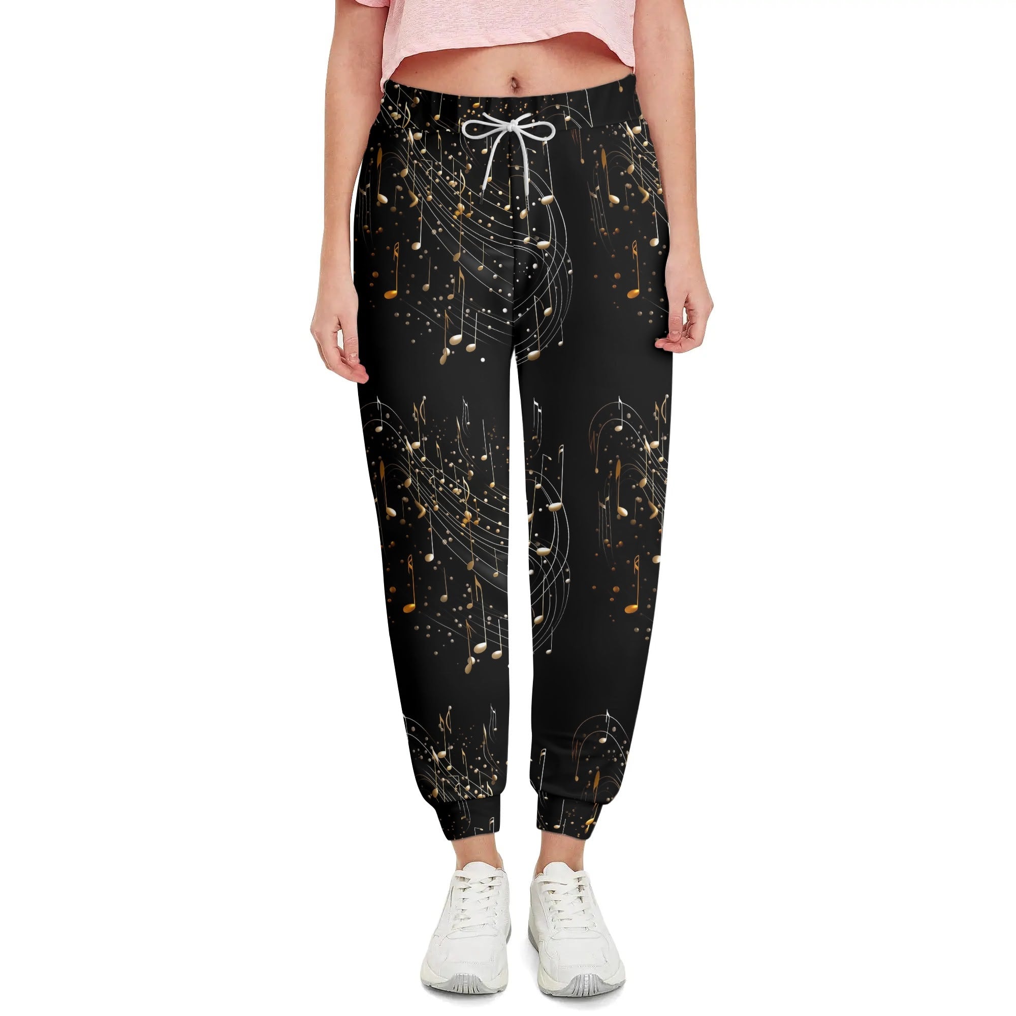 Flowing Musical Notes Joggers Sweatpants - Stylish & Comfortable Music-Themed Lounge Pants for Yoga, Running, and Casual Wear