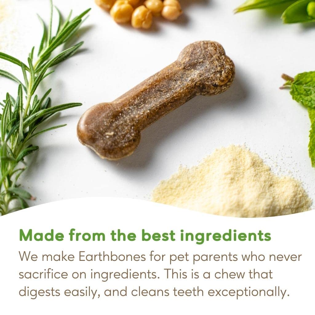 Earthbones Dental Chews for Dogs 20-50lbs - Natural Teeth Cleaning Treats for Medium Dogs, 30 Count - Promotes Fresh Breath & Healthy Gums - Perfect for Daily Oral Care & Training Rewards
