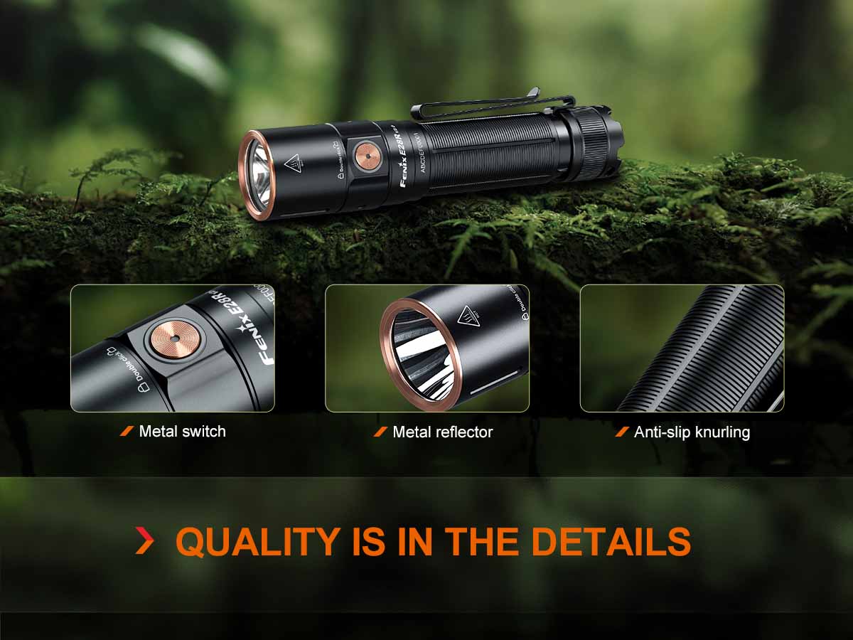 Fenix E28R V2.0 Rechargeable Flashlight - 1200 Lumens, USB-C Charging, Compact EDC Light for Camping, Hiking & Emergency Use