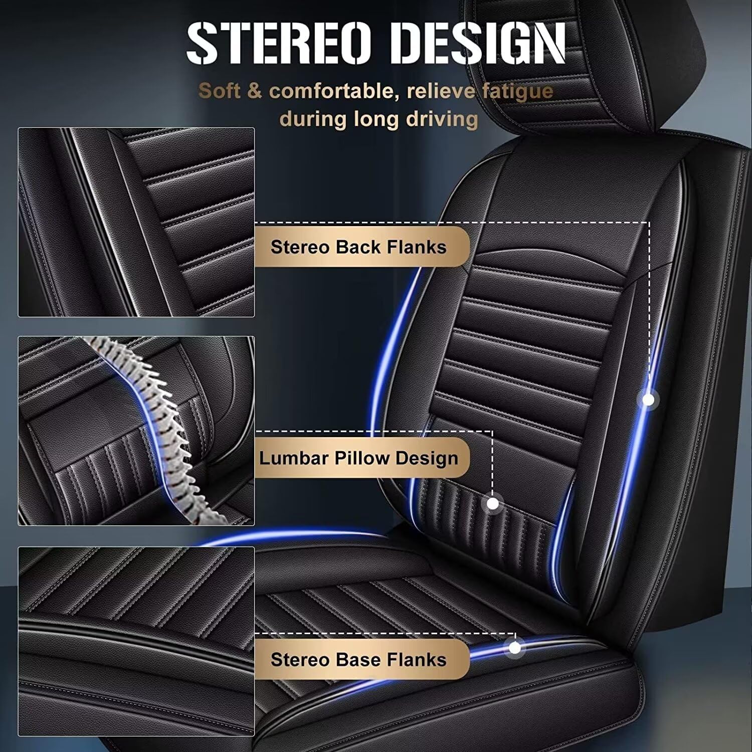Premium TTX LIGHTING Custom Fit Car Seat Covers for Honda Civic 2003-2015 - Faux Leather with Airbag Compatibility (2 Front Seats, Black) | Perfect for Daily Commuting & Road Trips