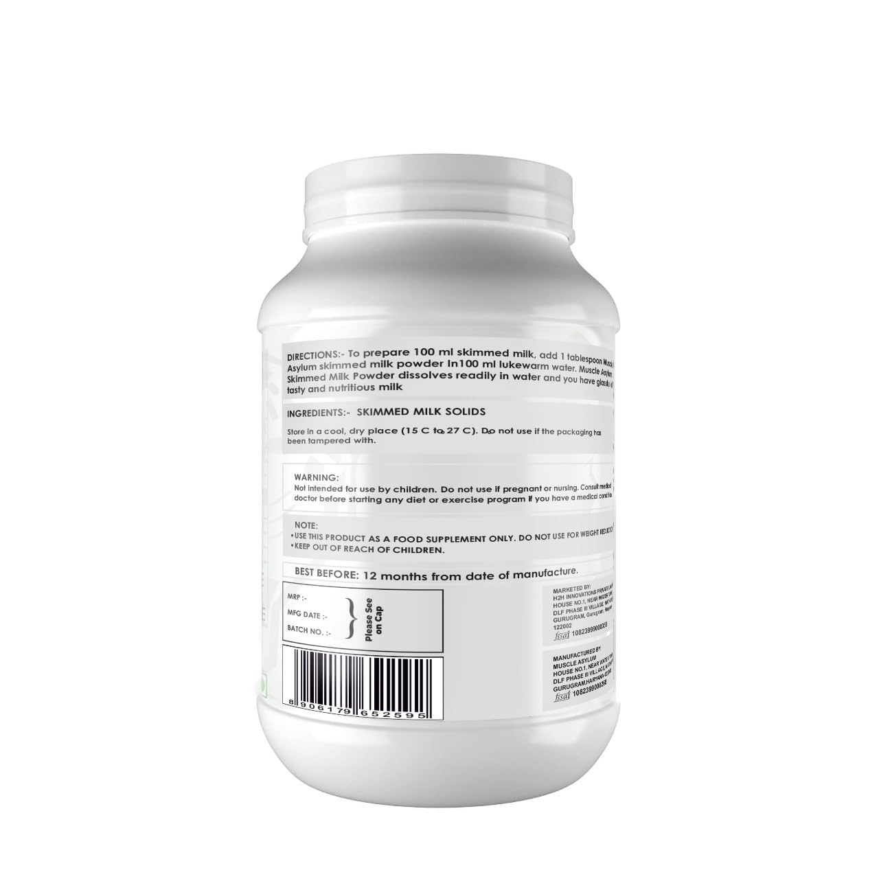 Muscle Asylum Whey Protein Powder - 35g Protein per Serving, 1kg (2.2lb) | Lab Tested for Purity & Quality | Ideal for Post-Workout Recovery, Smoothies, Protein Shakes & Muscle Building