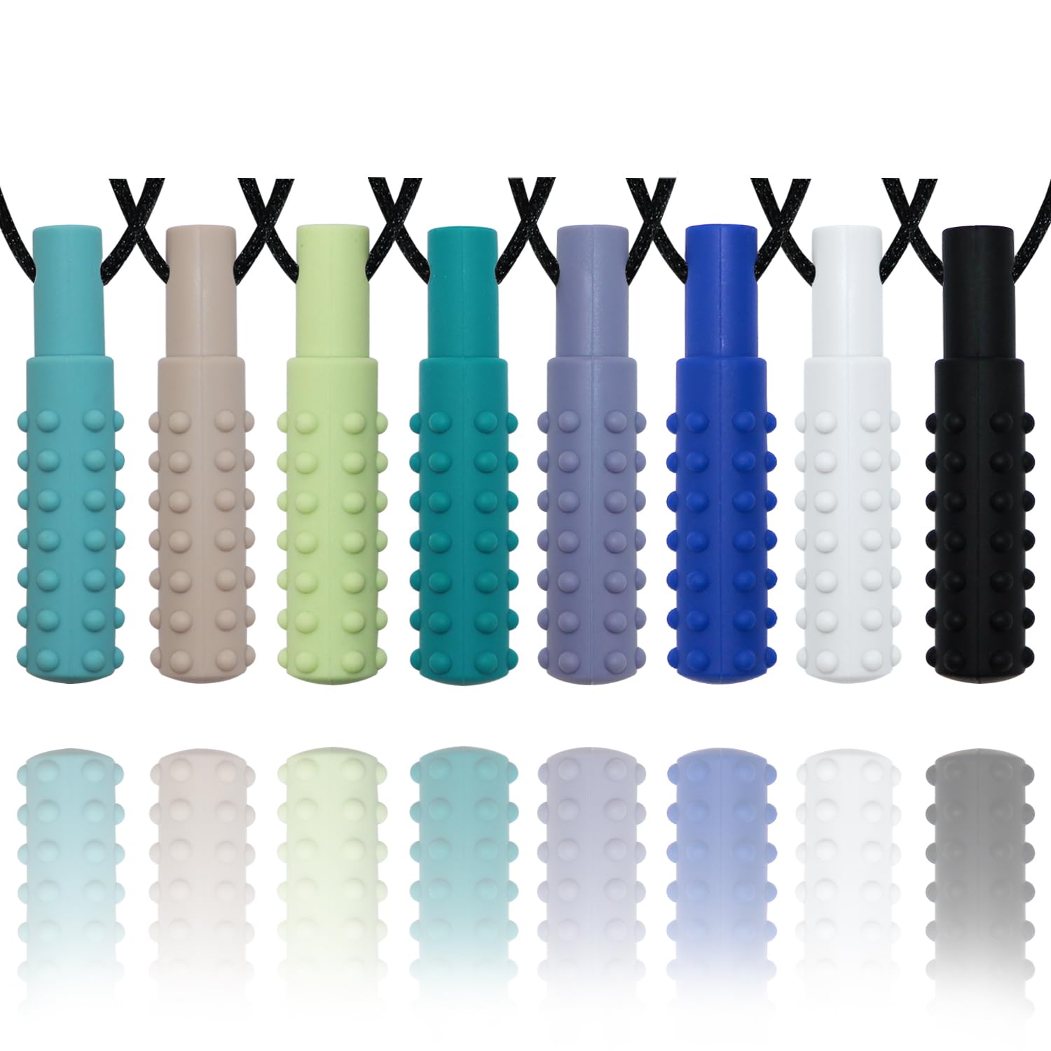 8 Pack Silicone Chew Necklaces for Kids & Adults - Sensory Chew Toys for Autism, ADHD, SPD - Reduce Biting, Chewing & Fidgeting - Perfect for School, Travel & Stress Relief