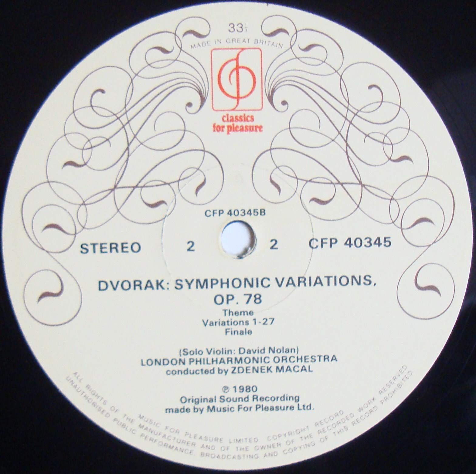 Dvorak Serenade for Strings by Zdenek Macal & London Philharmonic Orchestra - CFP 40345 LP Record | Classical Music for Relaxation, Dinner Parties & Home Decor