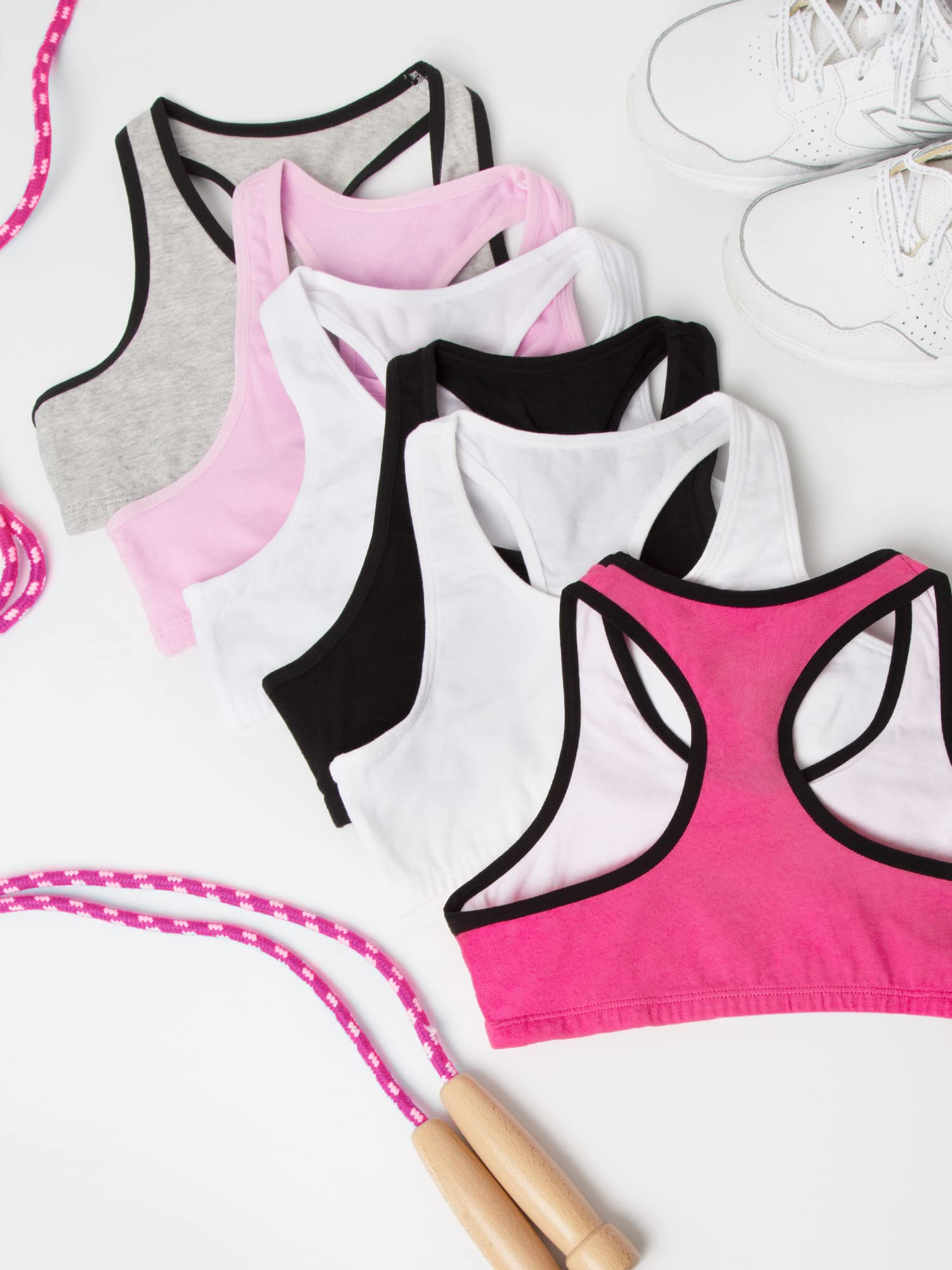 Fruit of the Loom Girls' Cotton Built-up Stretch Sports Bra - Comfortable Support for Active Kids | Perfect for Gymnastics, Dance & Playtime