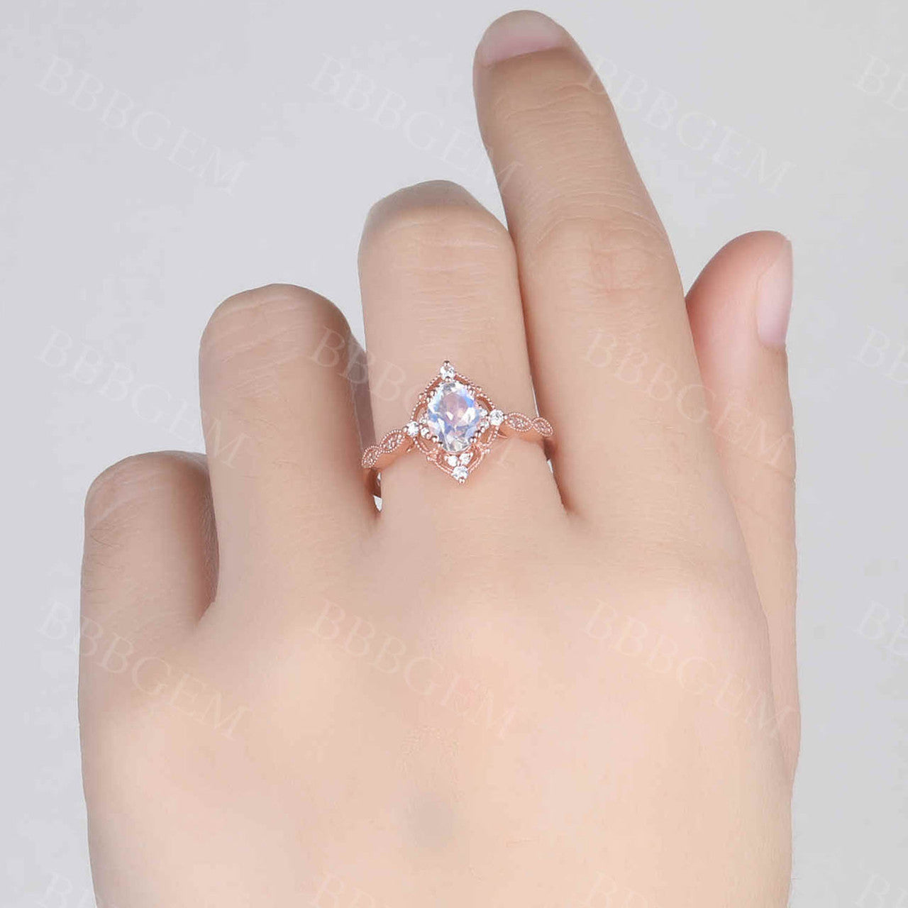Antique Oval Cut Moonstone & Diamond Engagement Ring with Milgrain Filigree - Vintage Promise Ring for Women, Wedding Proposal, Anniversary Gift, Romantic Occasions