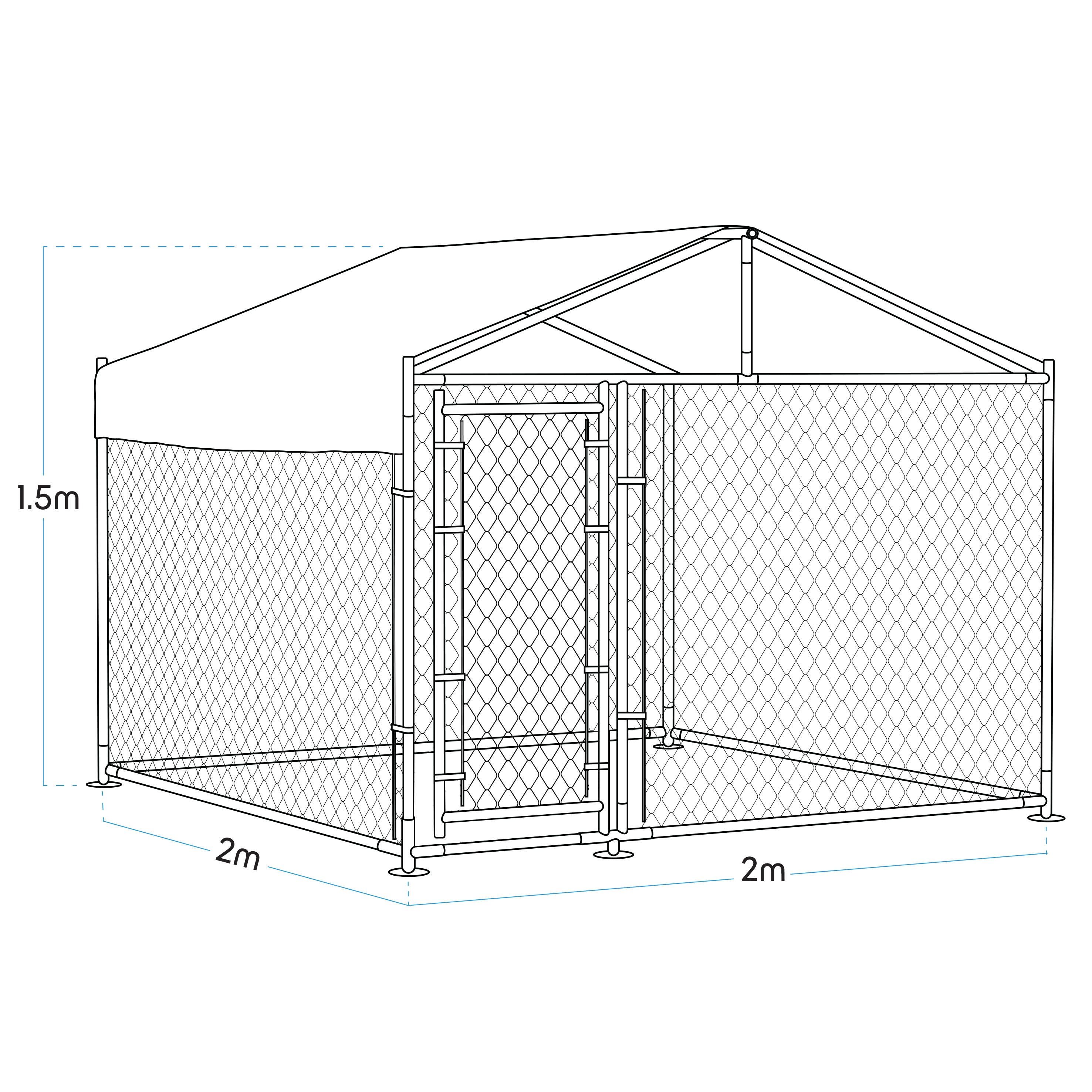 Heavy Duty Galvanized Steel Dog Kennel with Waterproof Roof Cover & Secure Chain Link Fencing - 6.5x6.5x5ft (2x2x1.5m) Outdoor Dog Cage - Perfect for Backyard, Garden, or Kennel Use - Model DG281