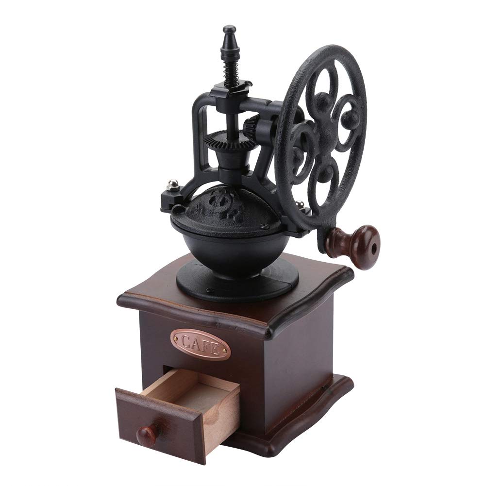 Premium Manual Coffee Grinder - Vintage Style Hand Crank Portable Wooden Coffee Bean Mill with Adjustable Grind, Side Handle & Built-in Beans Bowl | Perfect for Travel, Camping & Home Brewing