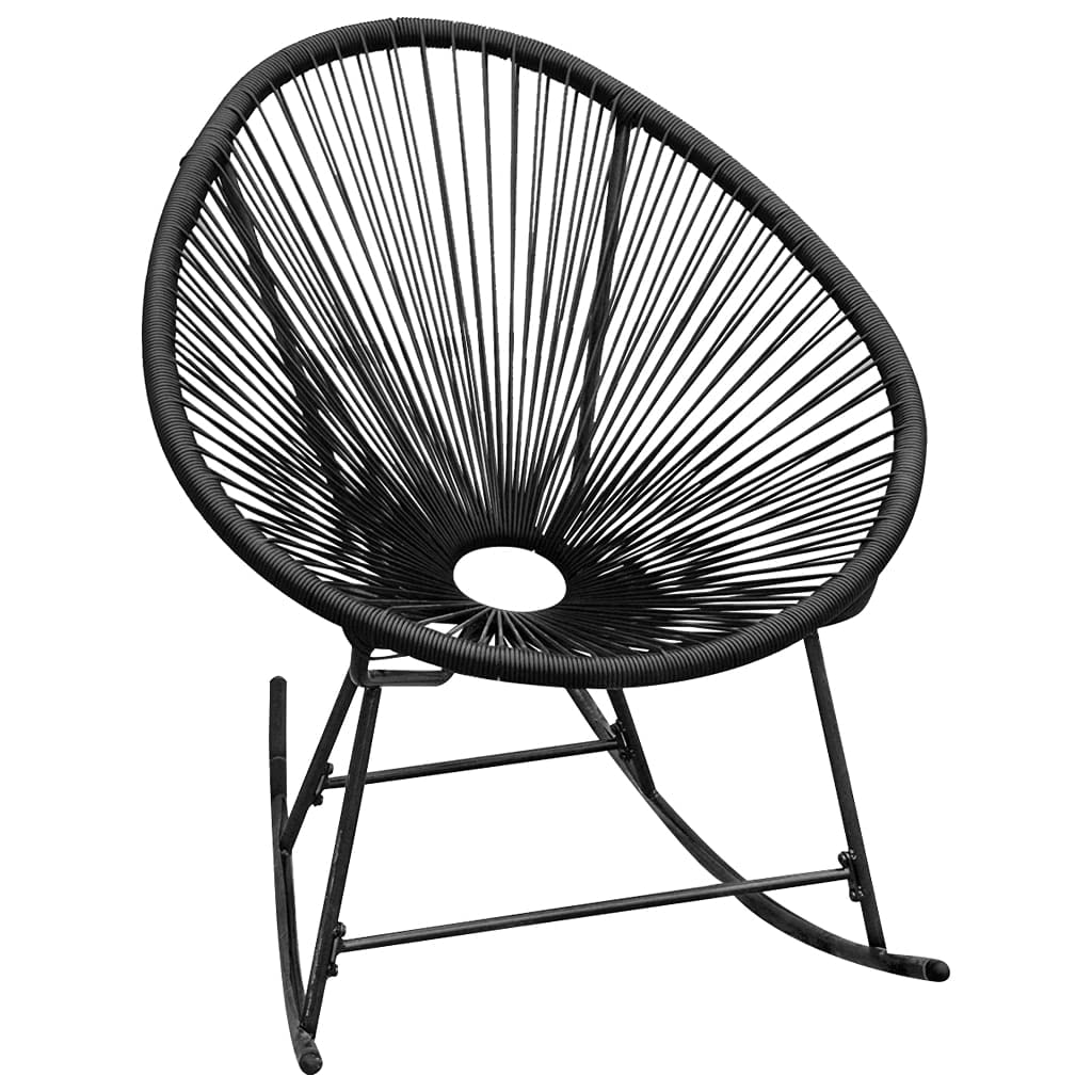 SKM Outdoor Rocking Chair - Black Poly Rattan Patio Furniture for Garden, Porch & Backyard Relaxation | Weather-Resistant & Comfortable