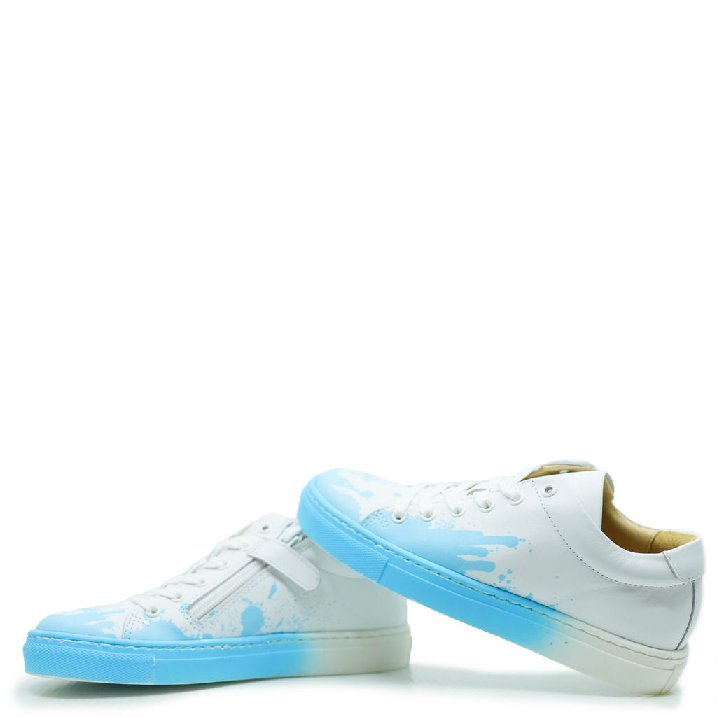 Blublonc Sky Blue Speckled Paint Sneakers - Women's Fashion Casual Shoes for Walking, Running & Everyday Wear | Trendy Street Style & Comfortable Footwear